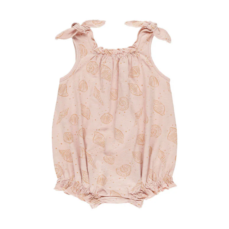 Rylee and Cru Pink Seashell Tie Bubble Romper