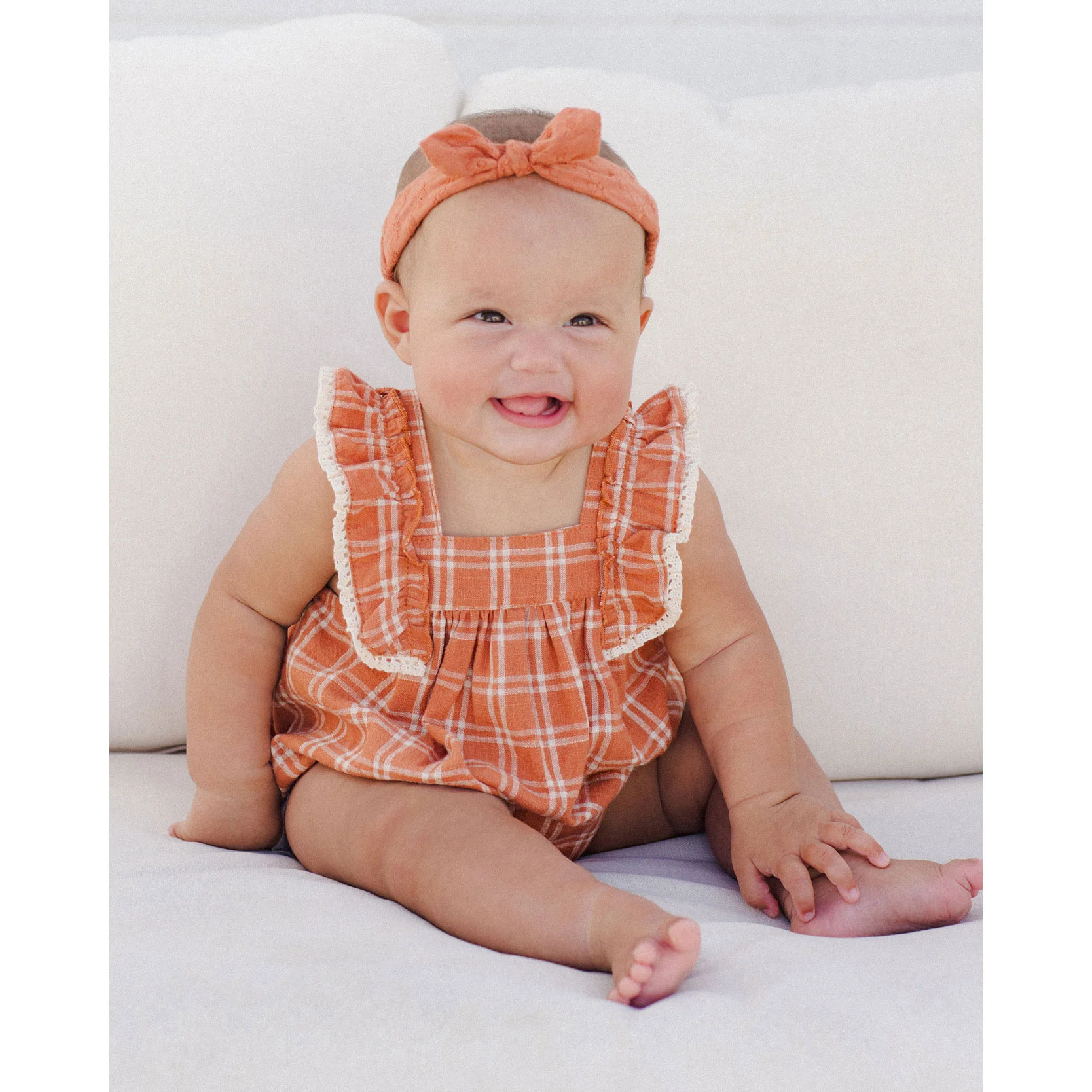 Rylee and Cru Poppy Check Maya Romper - Image 2