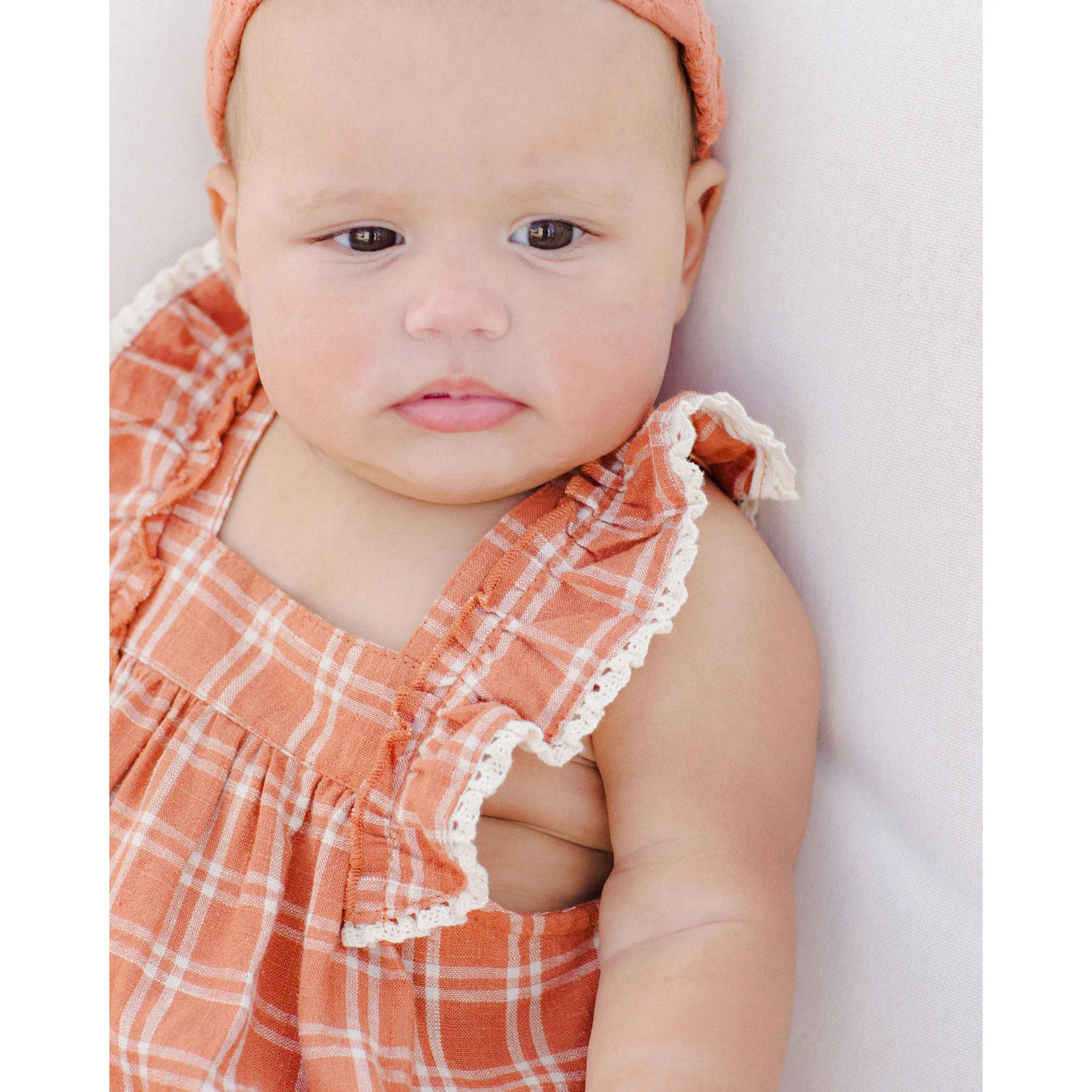 Rylee and Cru Poppy Check Maya Romper - Image 4