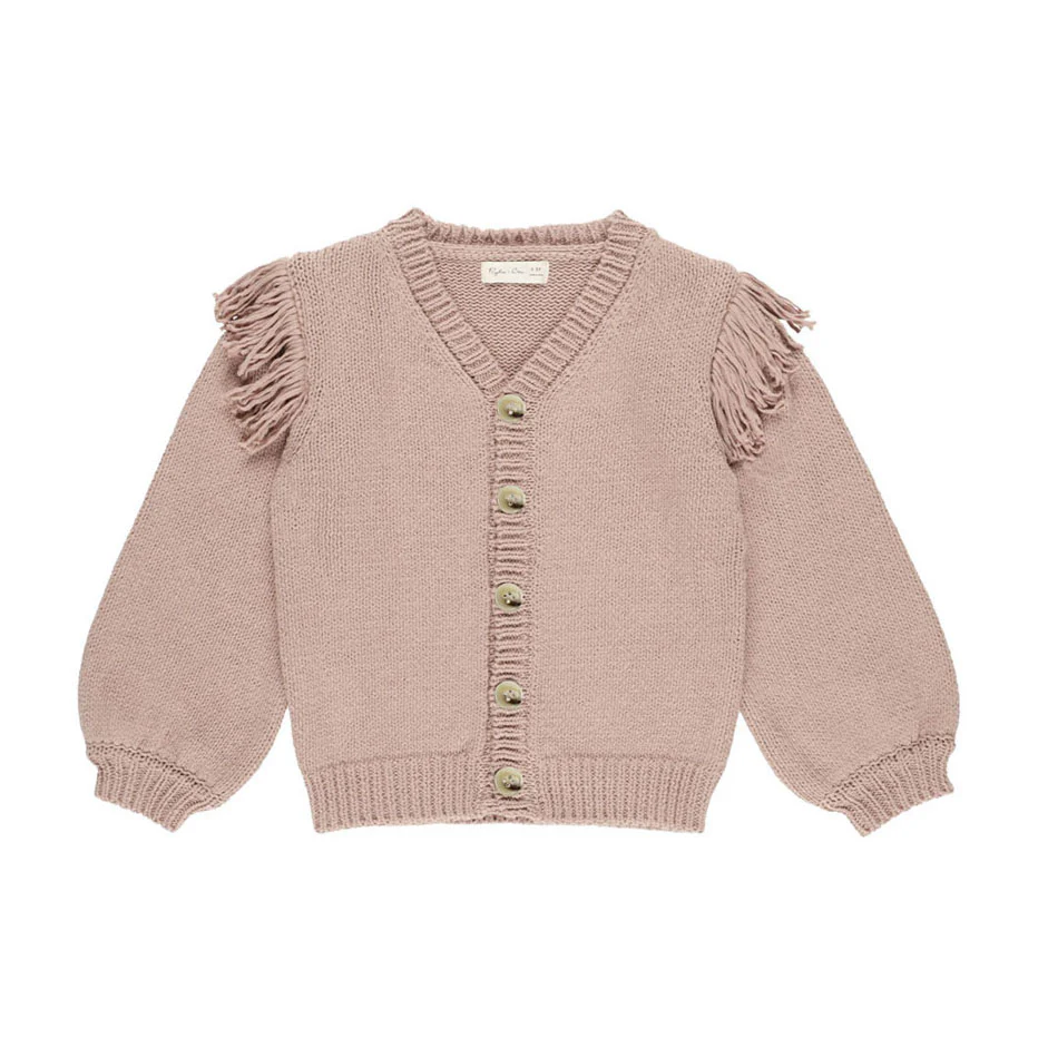 Rylee and Cru Rose Fringe Cardigan
