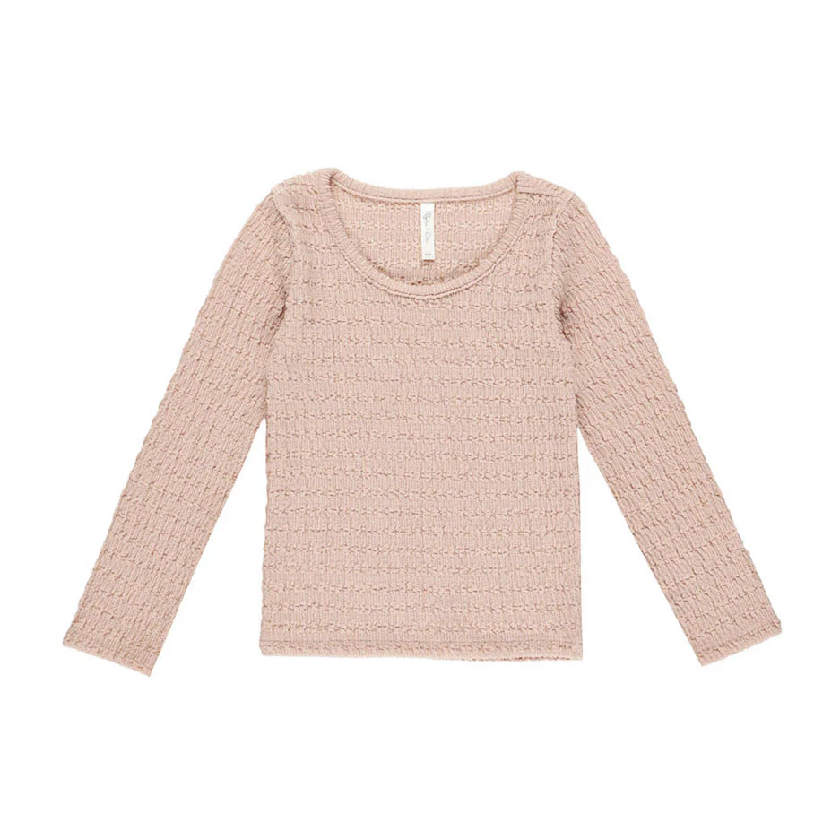 Rylee and Cru Rose Textured Long Sleeve Top