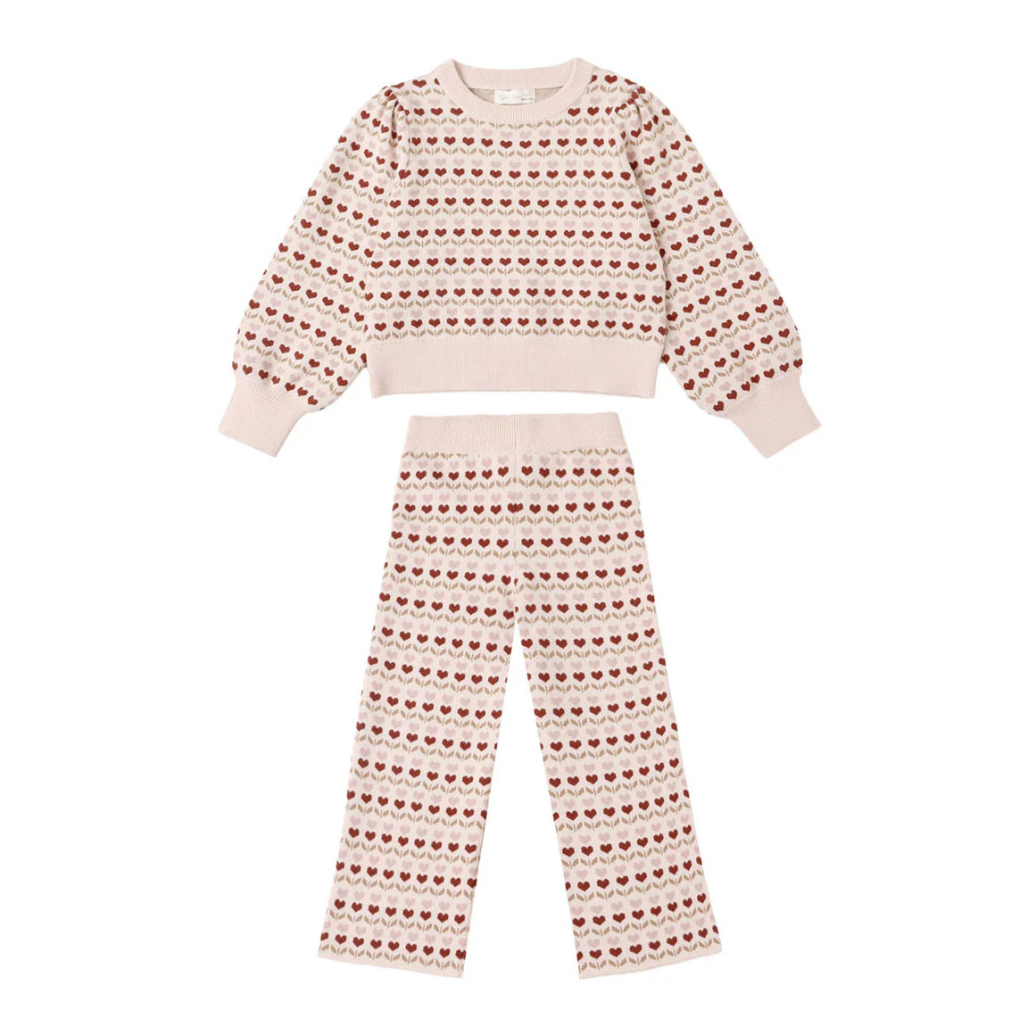 Rylee and Cru Ruby Hearts Jacquard Knit Set
