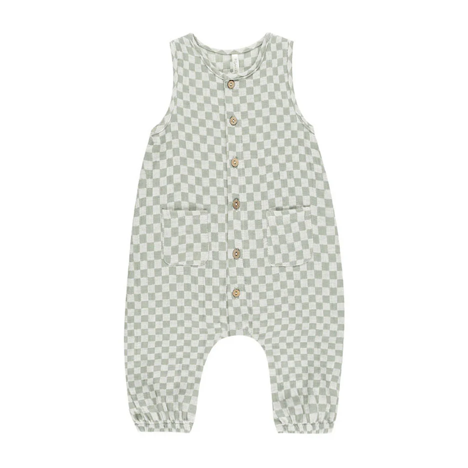 Rylee and Cru Sage Check Woven Jumpsuit