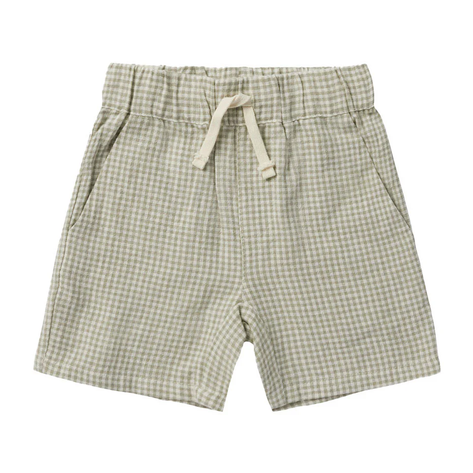 Rylee and Cru Sage-Gingham Bermuda Short - Sage Gingham