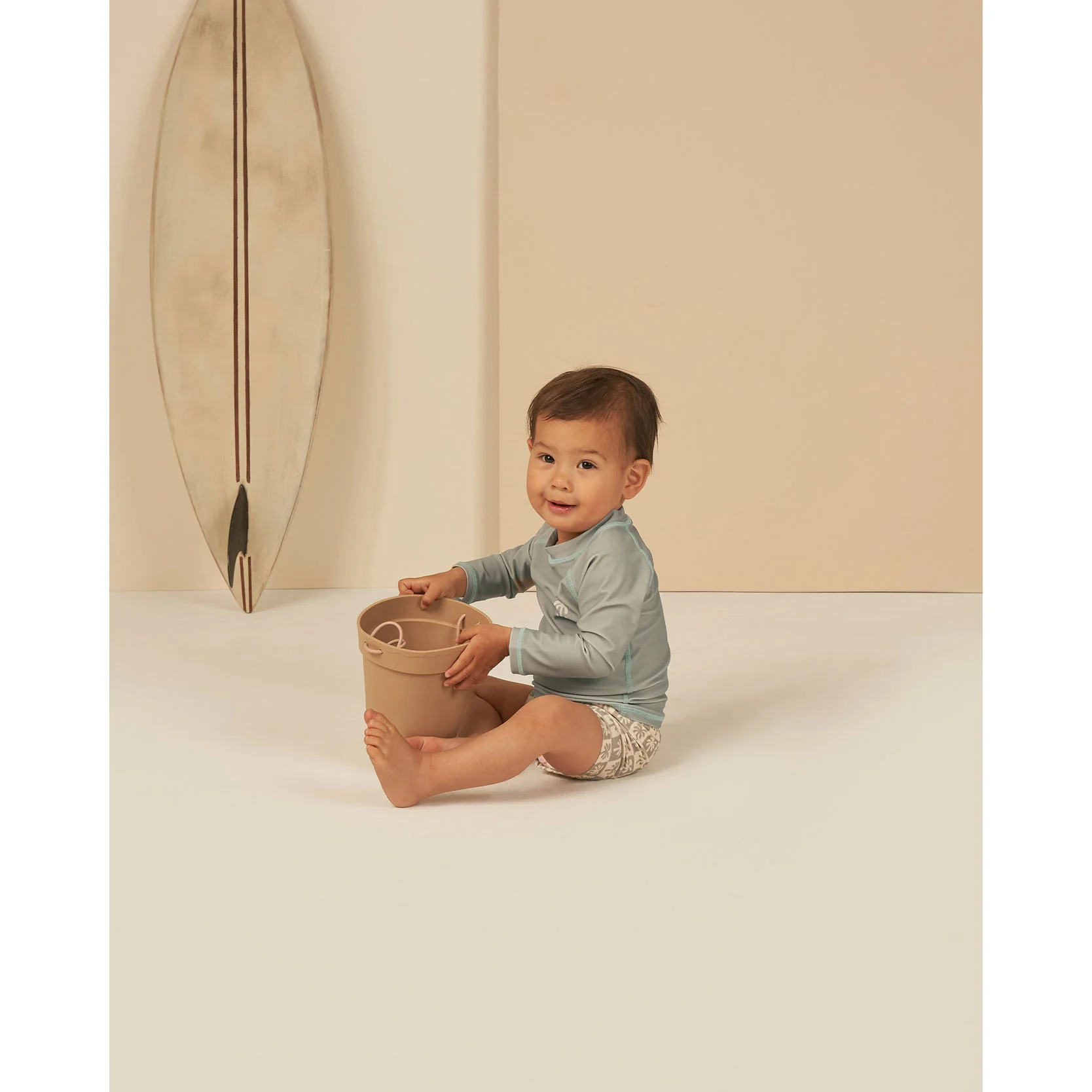 Rylee and Cru Sage Rash Guard Boy Set - Palm Check - Image 2
