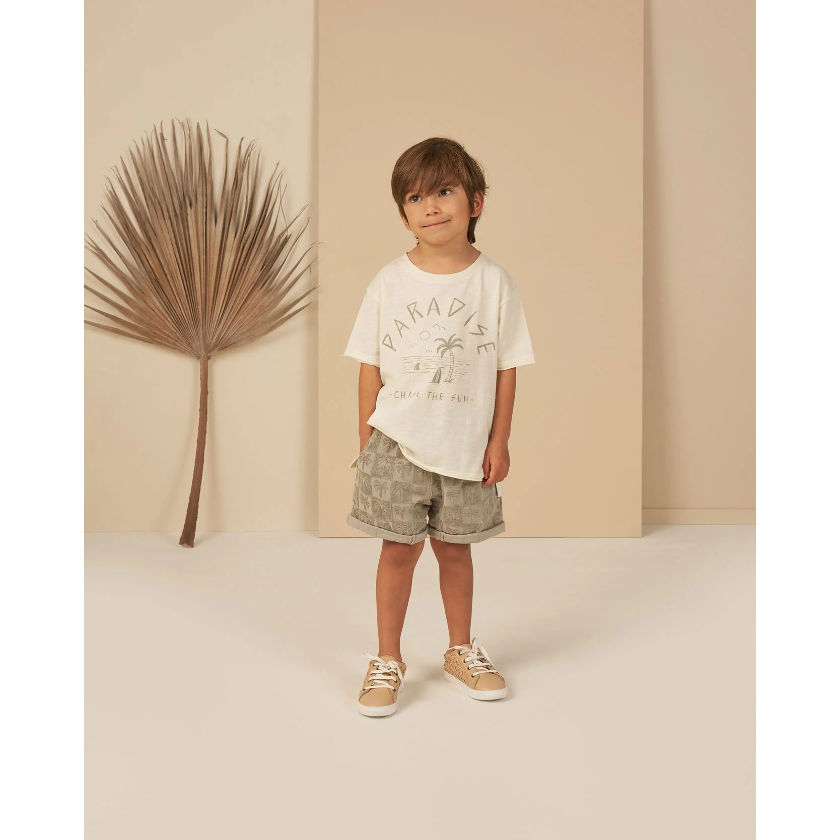Rylee and Cru Sage Relaxed Short - Palm Check - Image 4