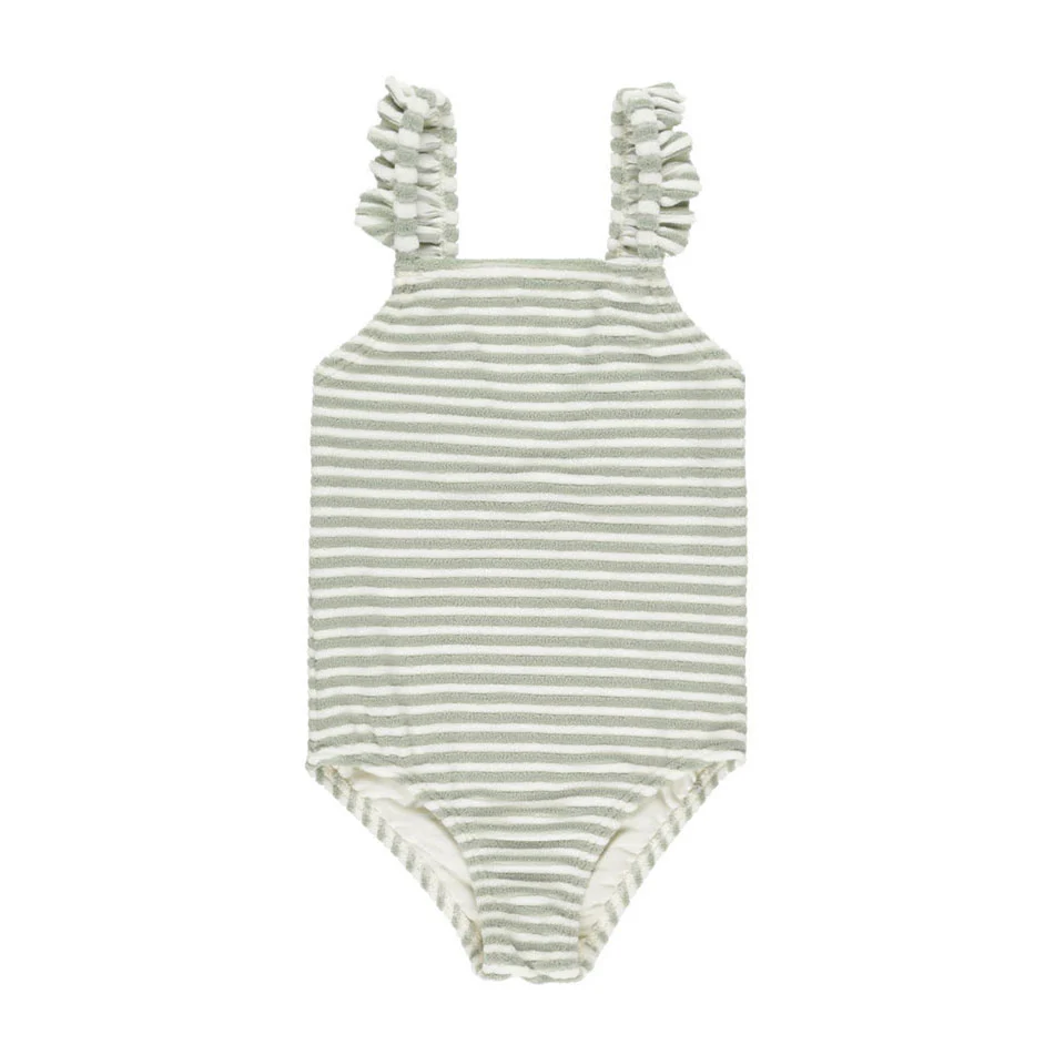 Rylee and Cru Sage Stripe Positano One-Piece