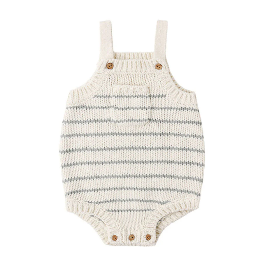 Rylee and Cru  Sea Green Stripe Ashton Knit Romper