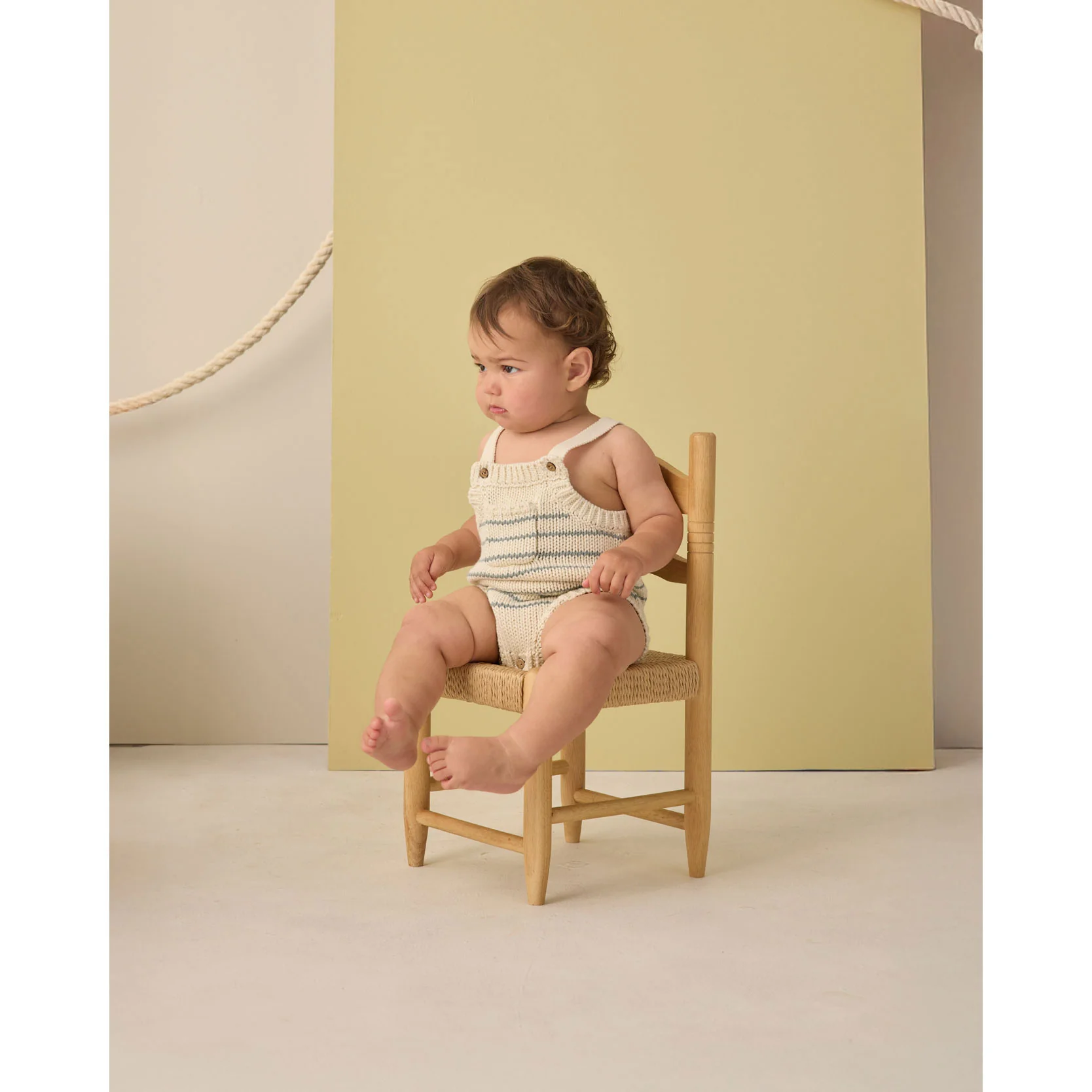 Rylee and Cru  Sea Green Stripe Ashton Knit Romper - Image 2