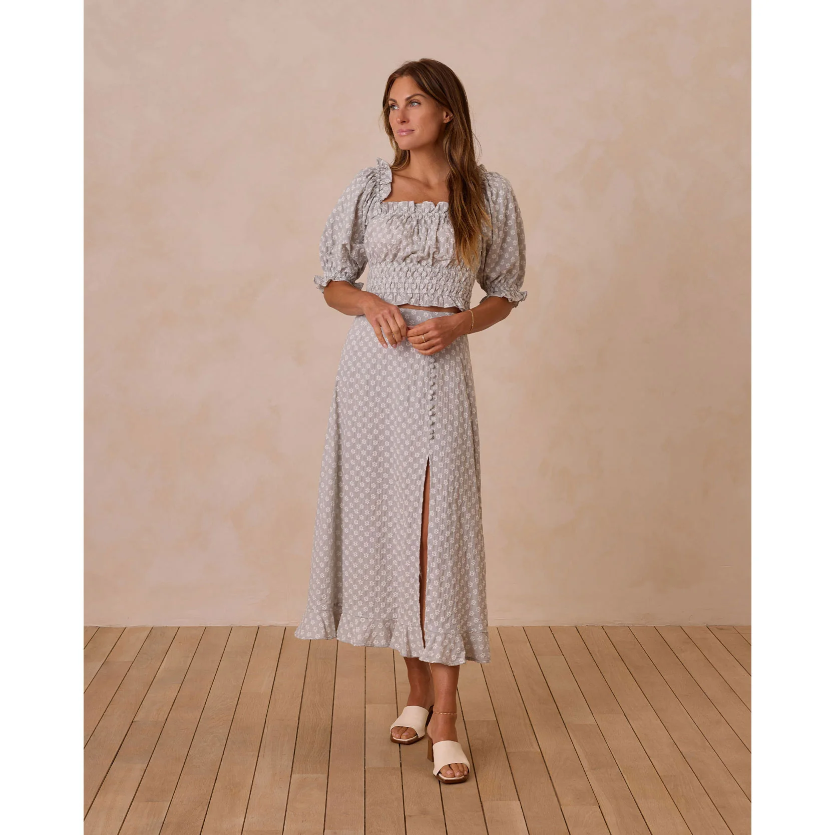 Rylee and Cru Seafoam Button Slit Women Skirt