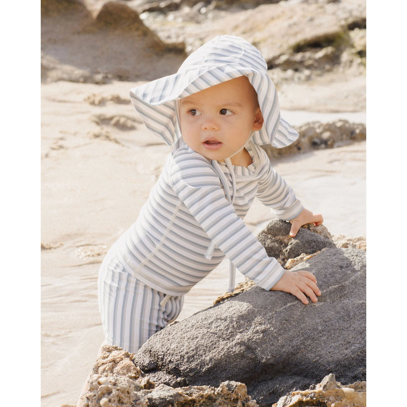 Rylee and Cru Seafoam Stripe Floppy Swim Hat - Image 2