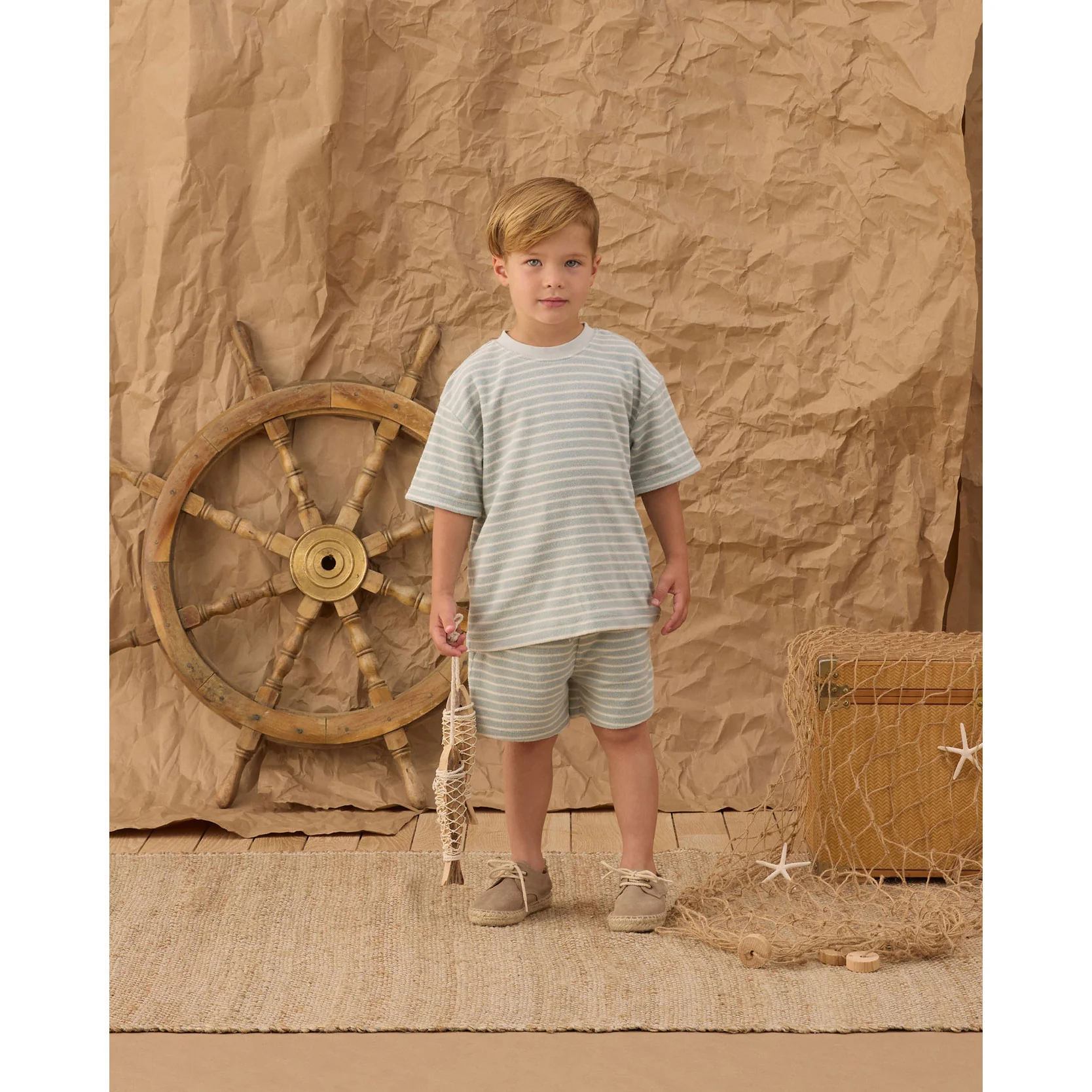 Rylee and Cru  Seafoam Stripe Terry Relaxed Tee - Image 2