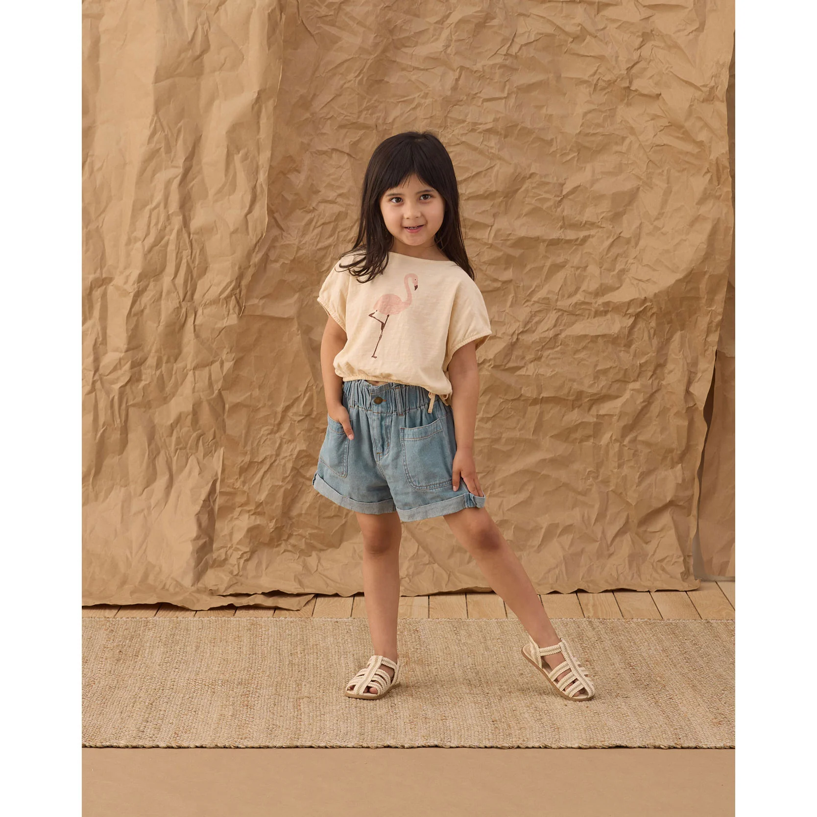 Rylee and Cru  Shell Flamingo Cropped Cinch Tee - Image 3