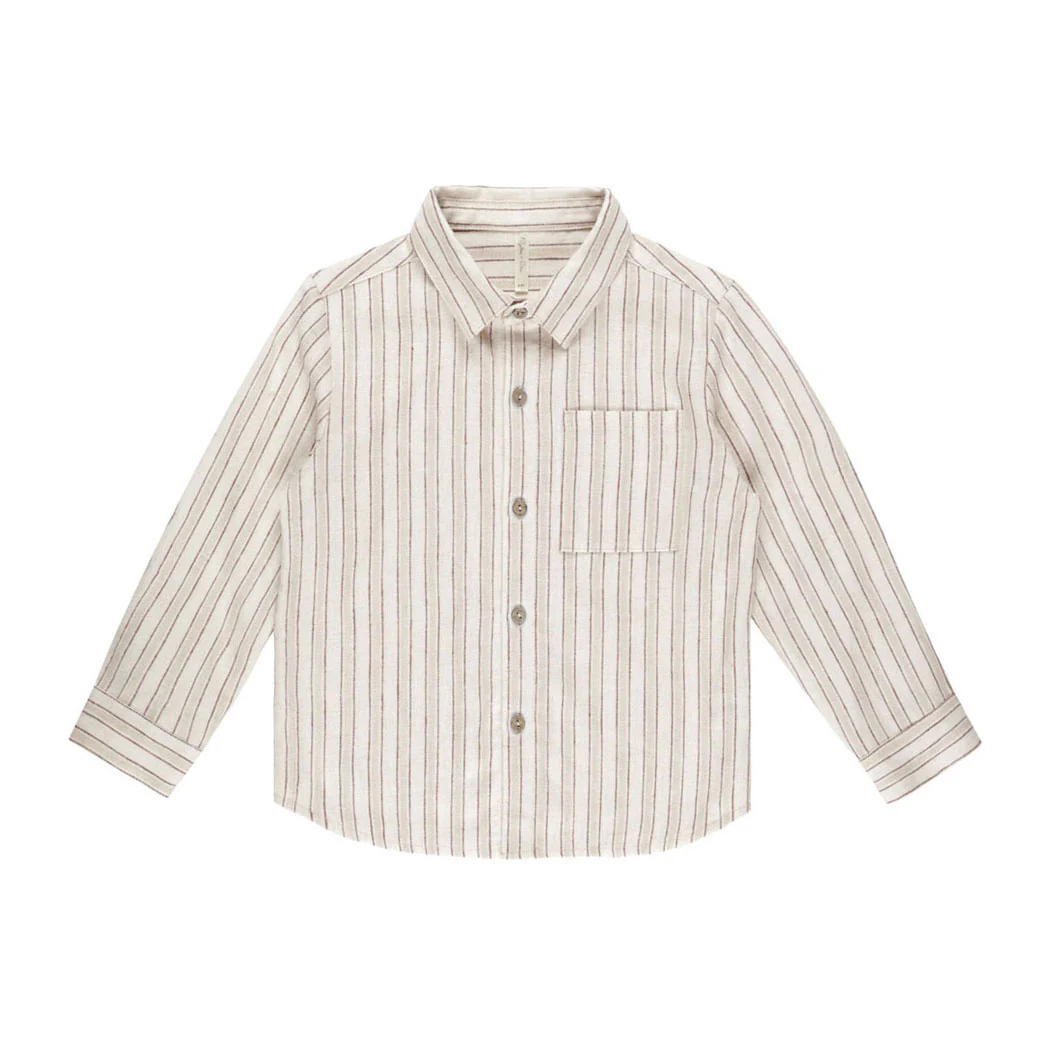 Rylee and Cru Stone Stripe Collared Long Sleeve Shirt