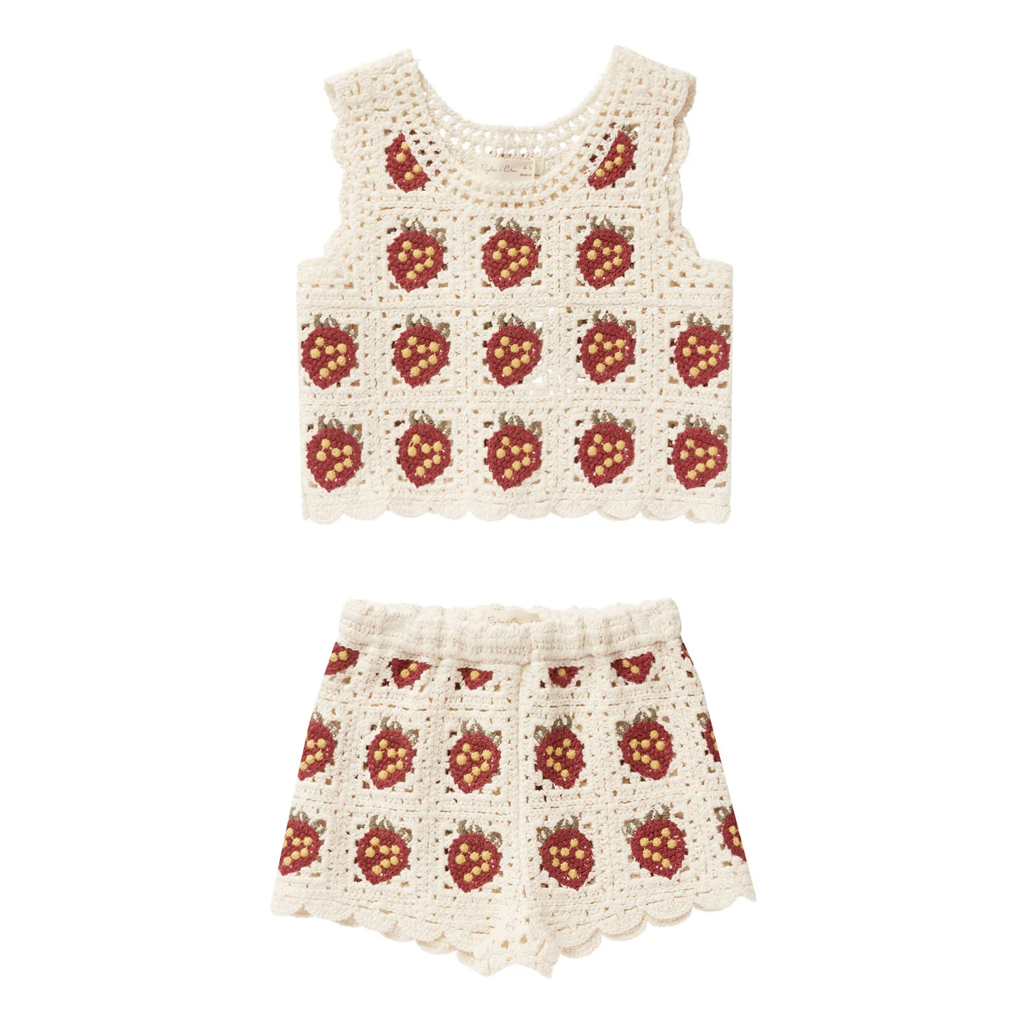 Rylee and Cru Strawberry Crochet Tank Set