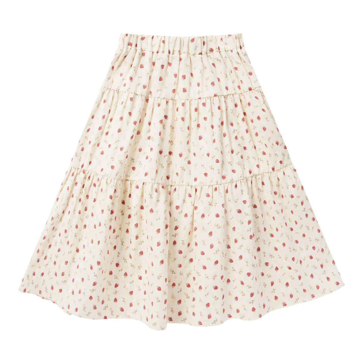 Rylee and Cru Strawberry Field Tiered Midi Skirt