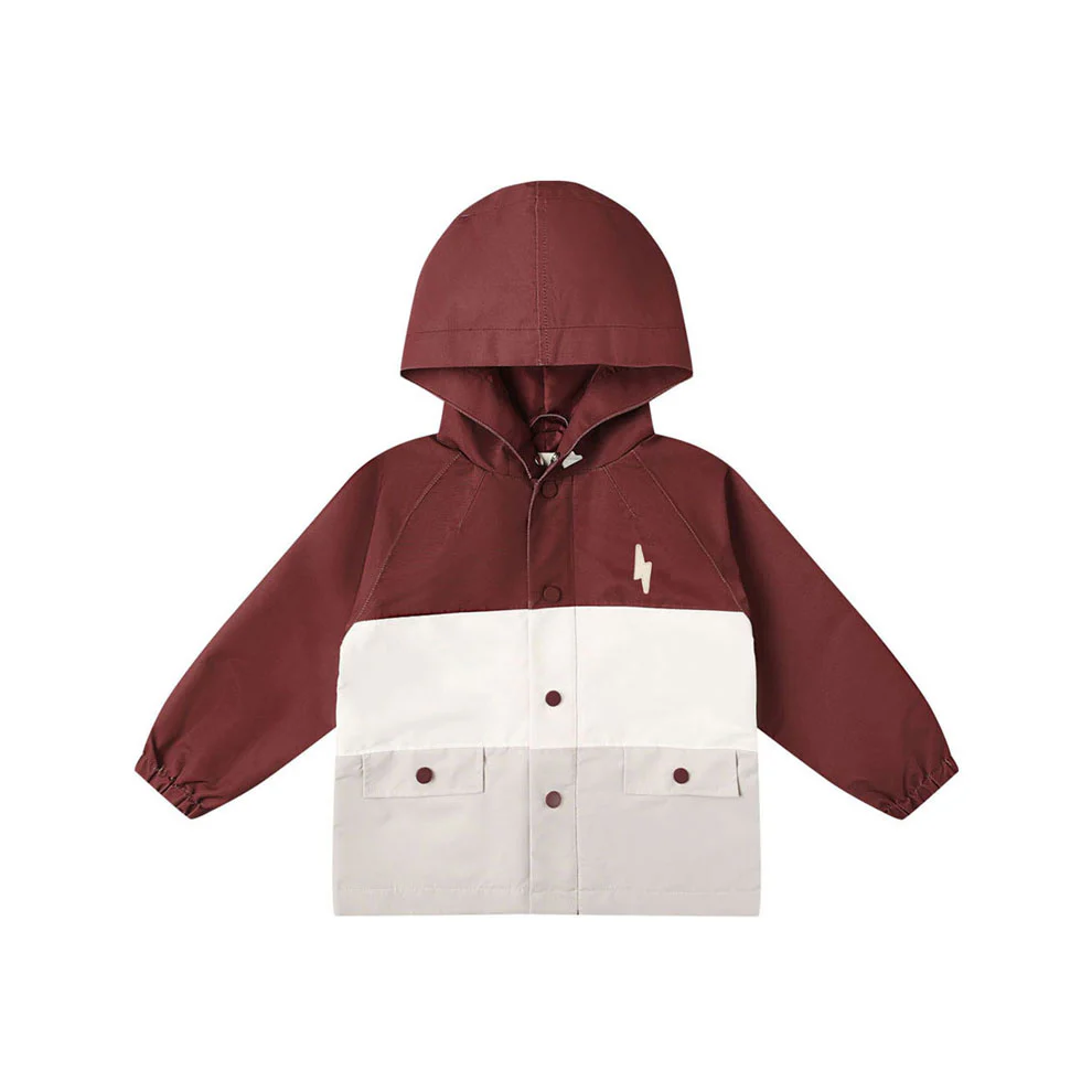 Rylee and Cru White Color Block Raincoat
