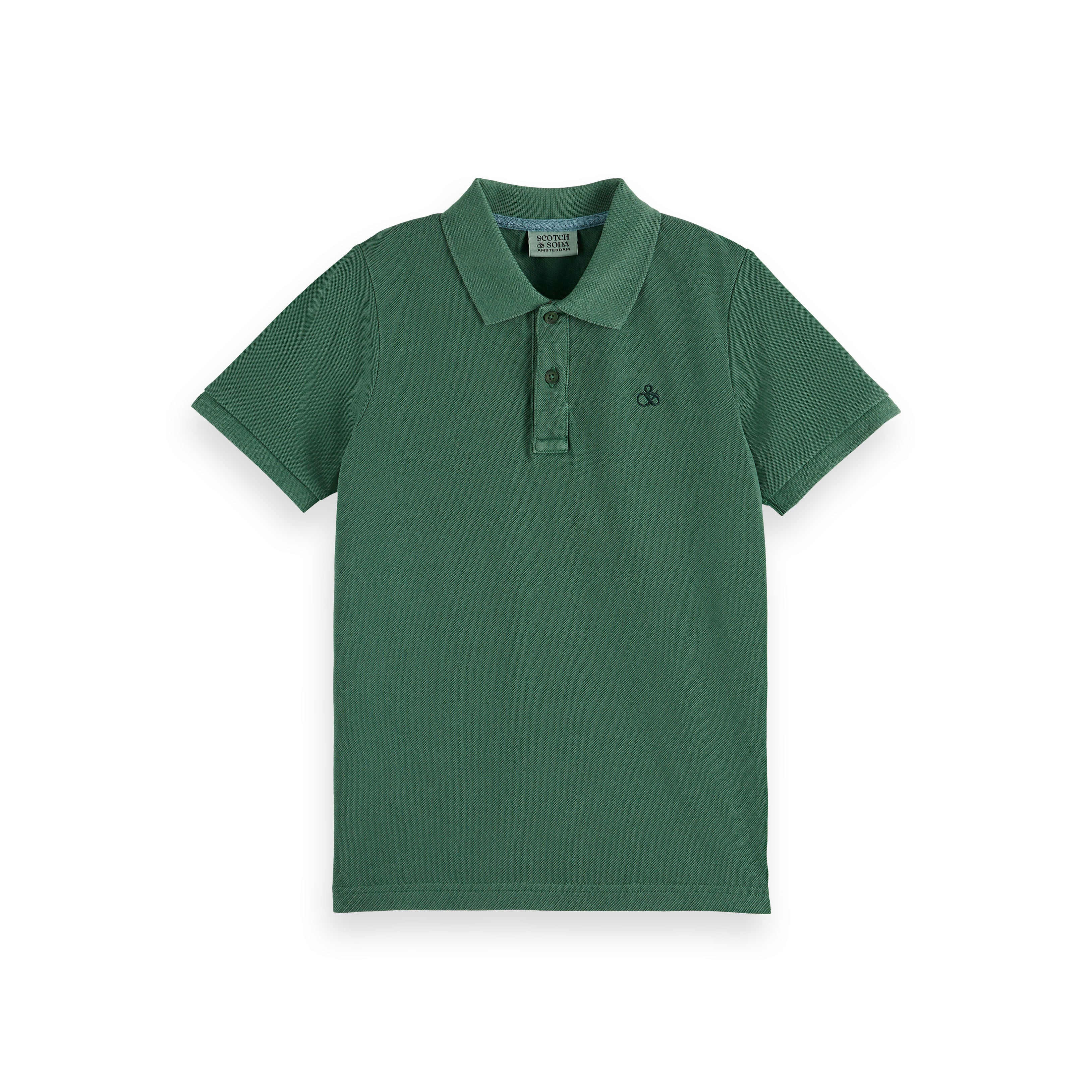 Scotch Shrunk Bench Green Pique Polo