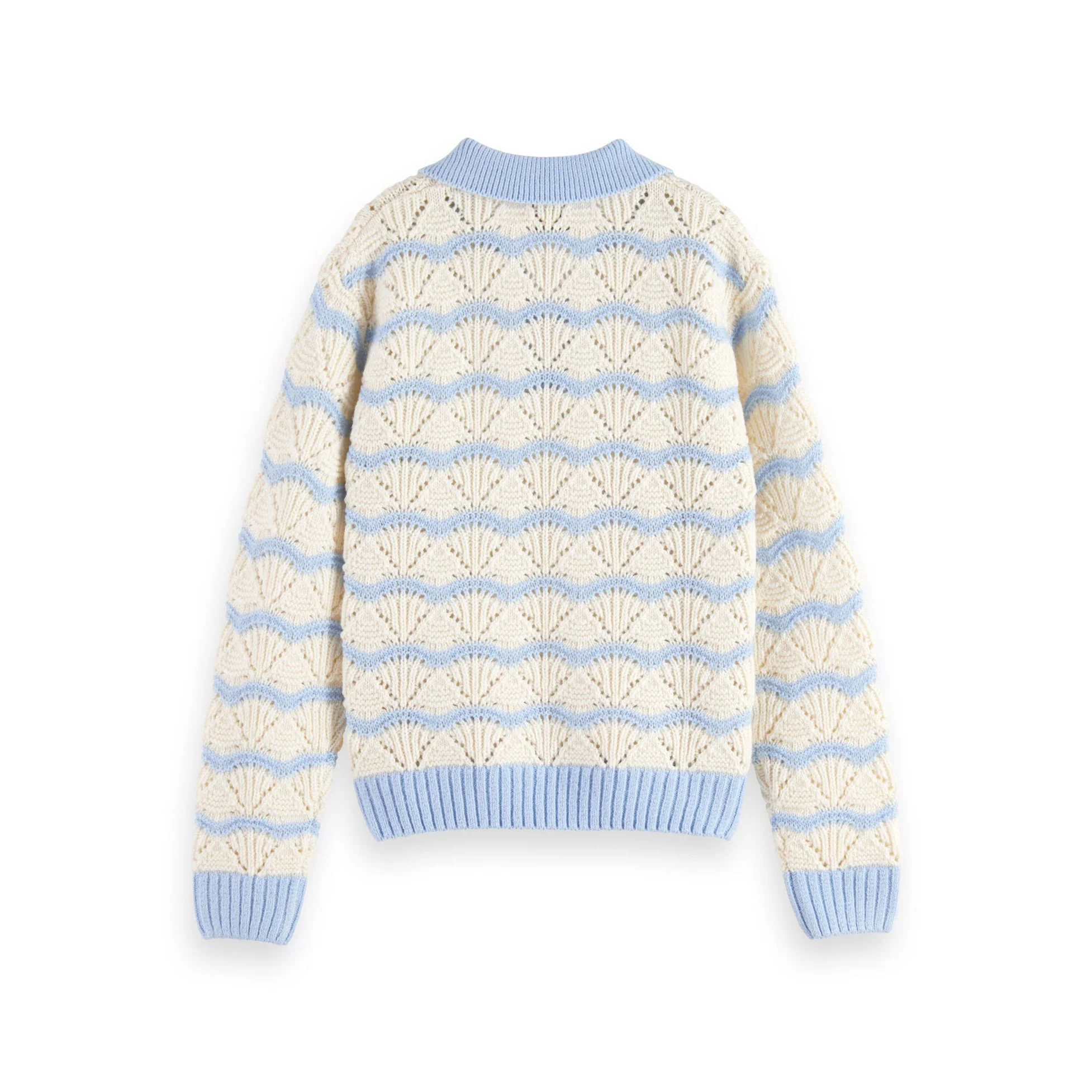 Scotch Shrunk Blue Stripe Boxy Pullover With Collar - Image 3