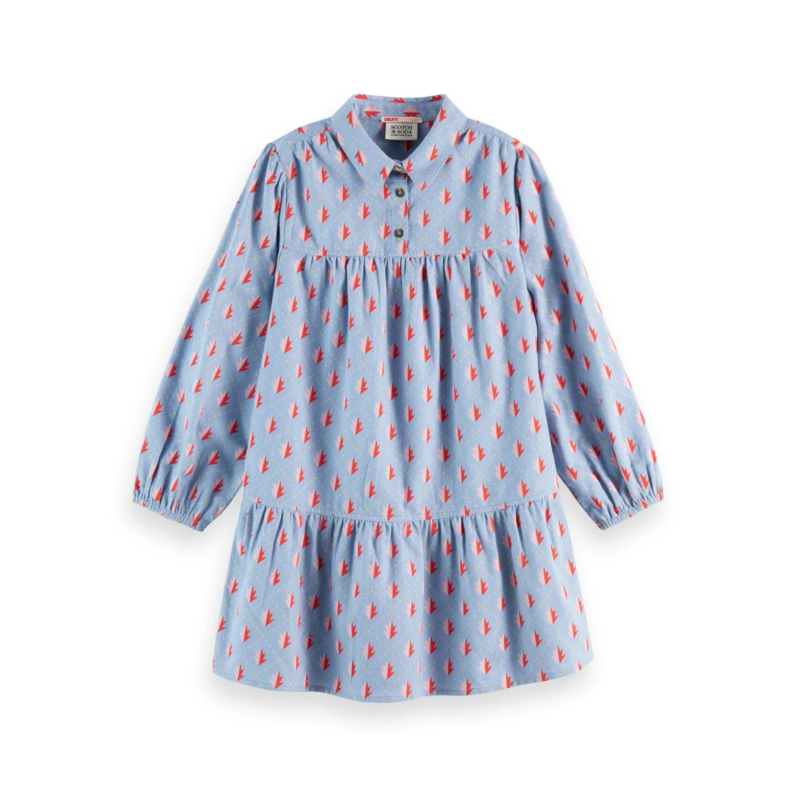 Scotch Shrunk Diamond Leaf Flannel Printed Dress