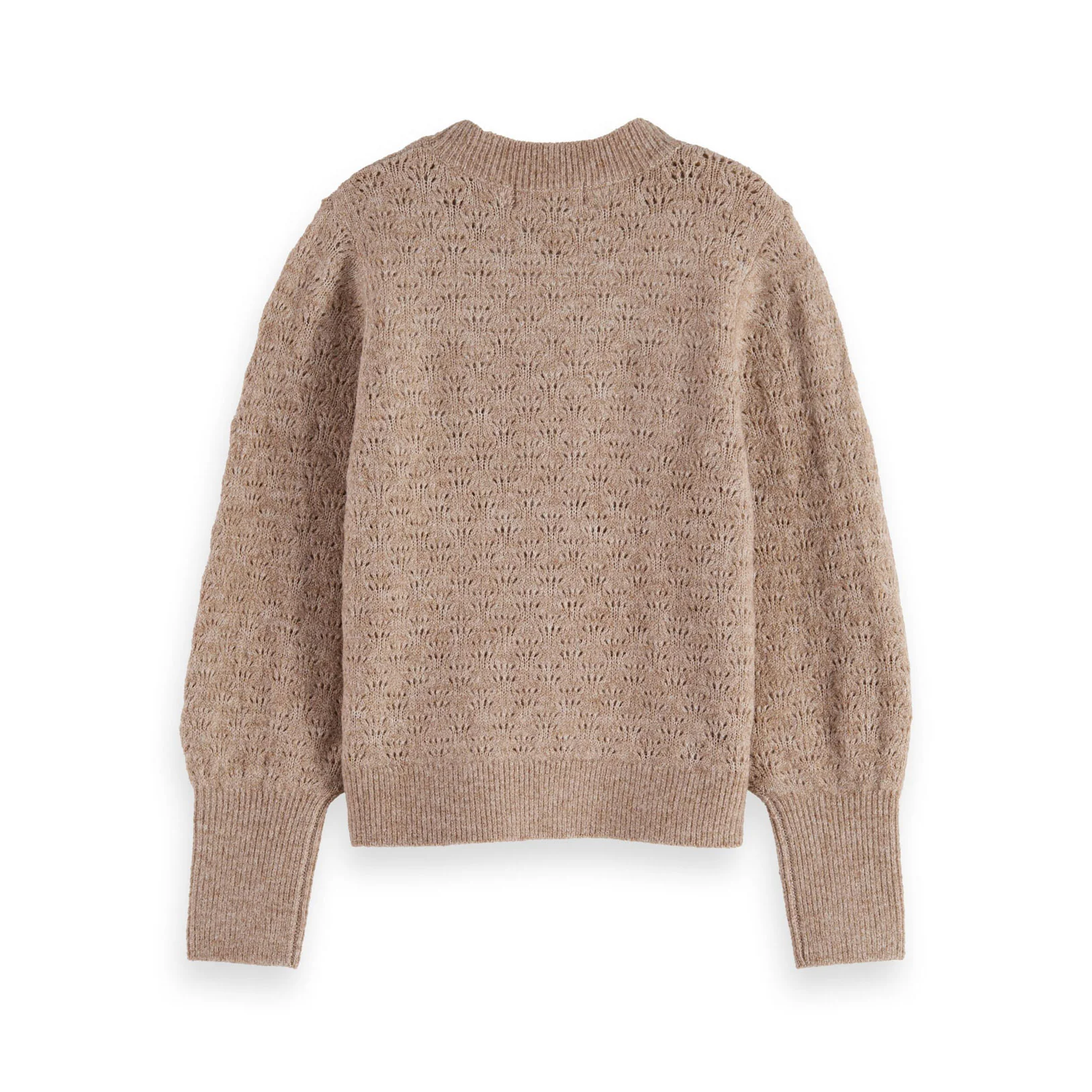 Scotch Shrunk Eggnog Melange Ajour-Knitted Pullover - Image 2