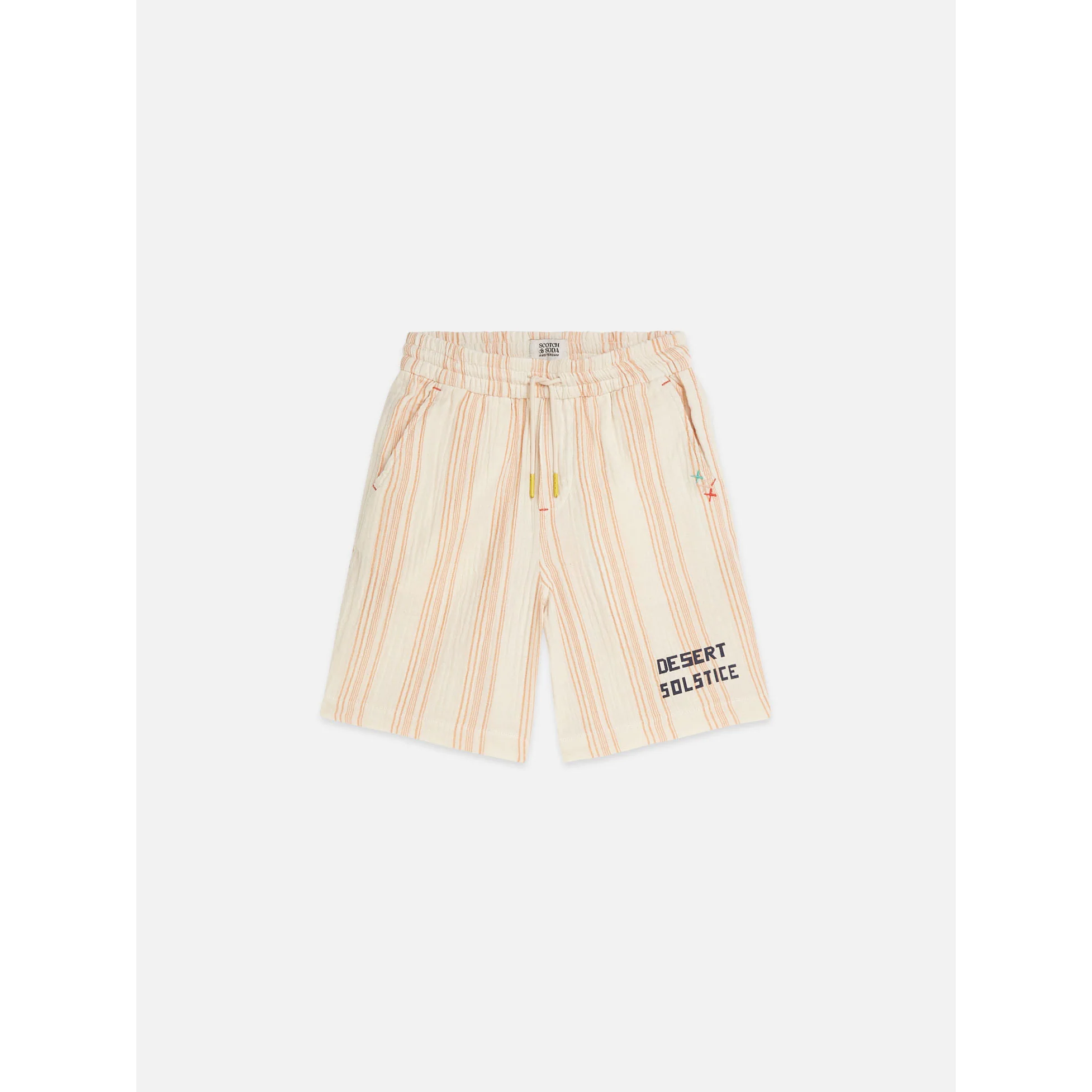 Scotch Shrunk Eggnog Stripe Embroidery Shorts