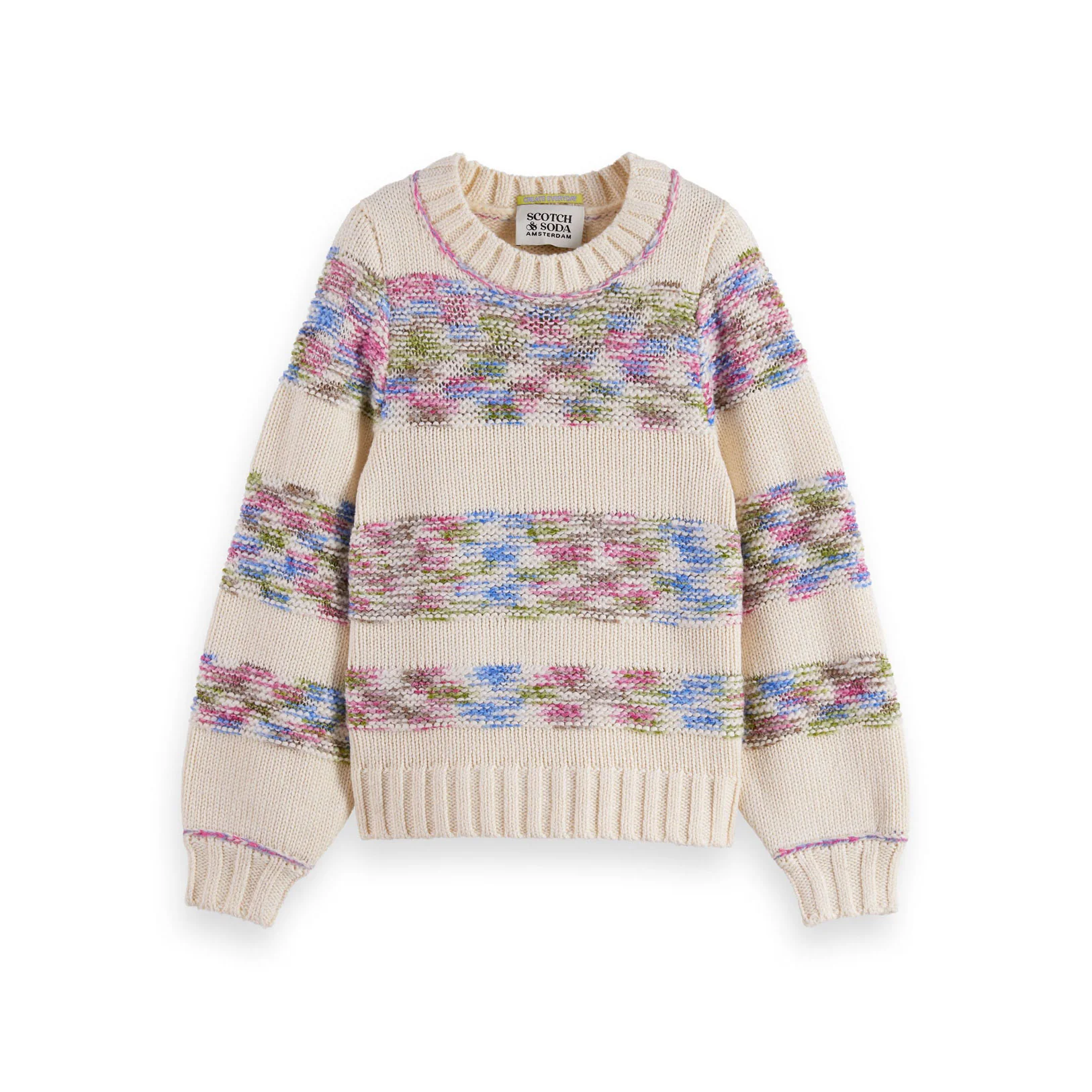 Scotch Shrunk Eggnog  Yarn Striped Pullover