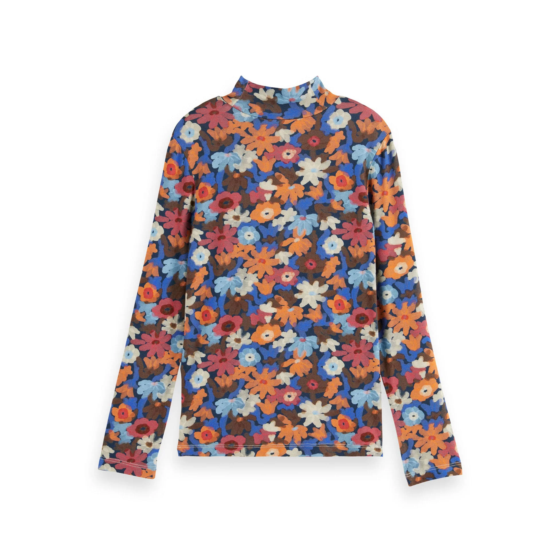 Scotch Shrunk Flowers Printed Mock Neck Long Sleeve T-shirt - Image 3