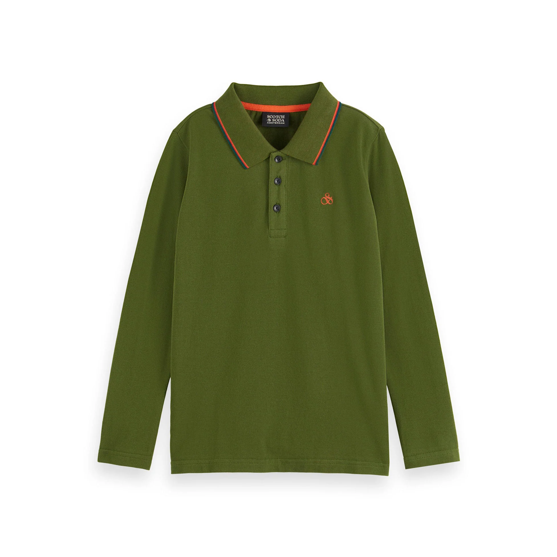 Scotch Shrunk Military Long Sleeve Polo With Tipping