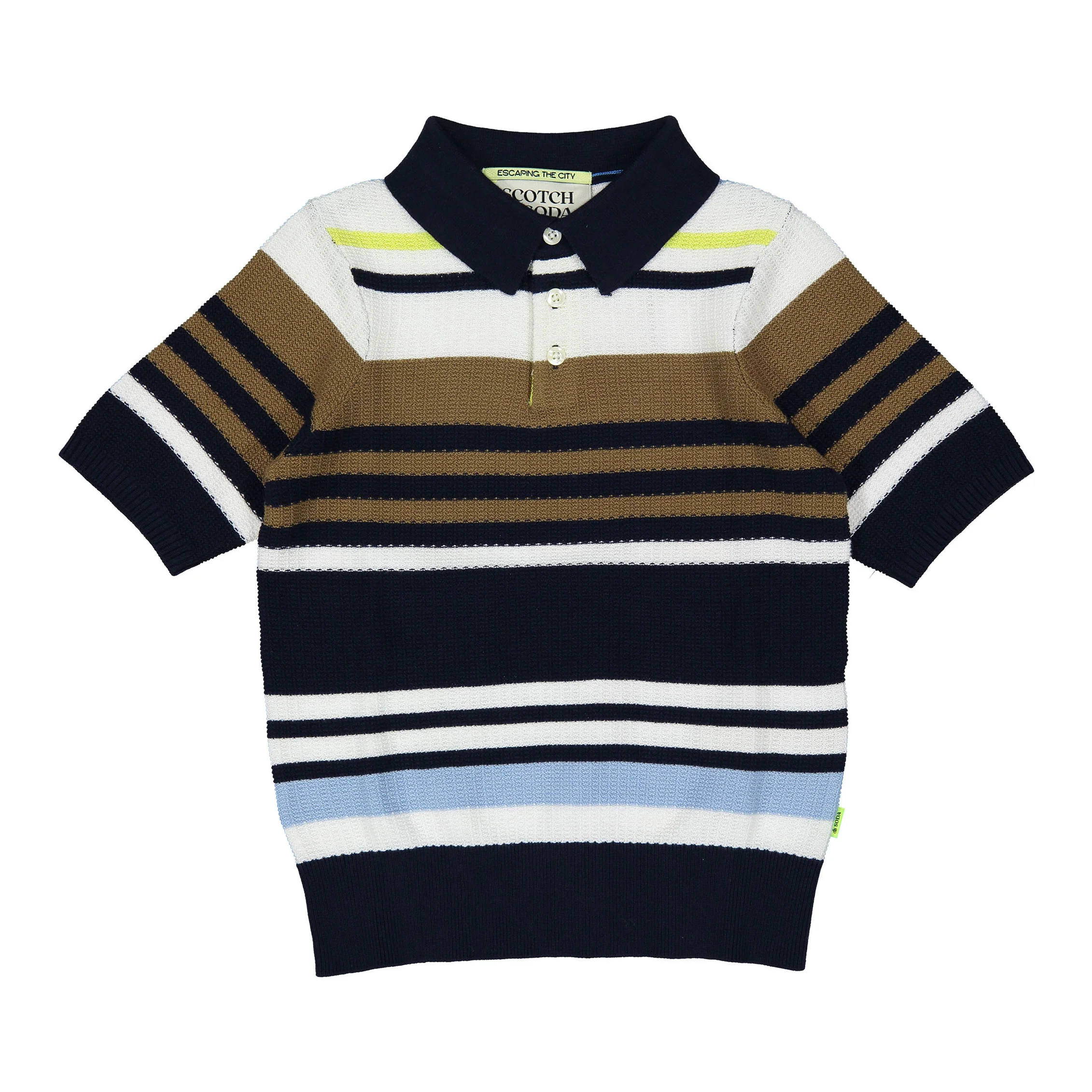 Scotch Shrunk Multi Stripe Structured Knitted Polo