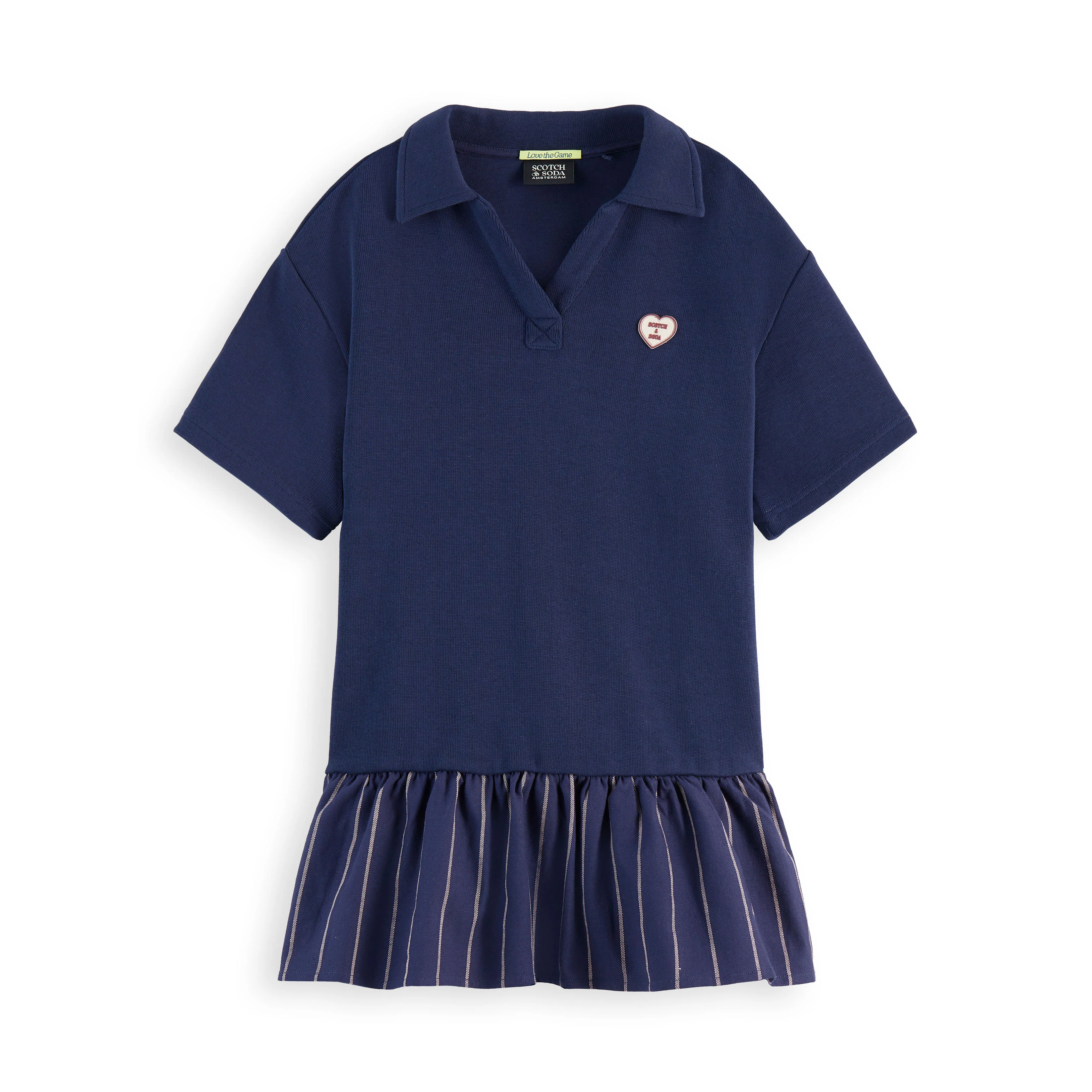 Scotch Shrunk Navy Striped Ruffles Sweat Dress
