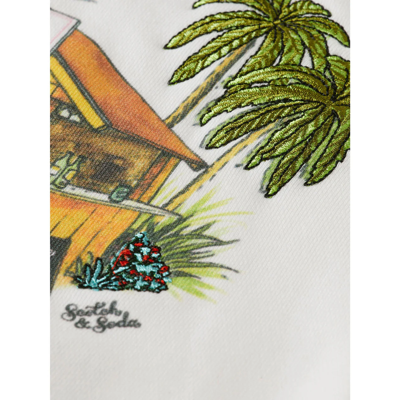 Scotch Shrunk  Off White Beach Hut Embroidered Sweatshirt - Image 3