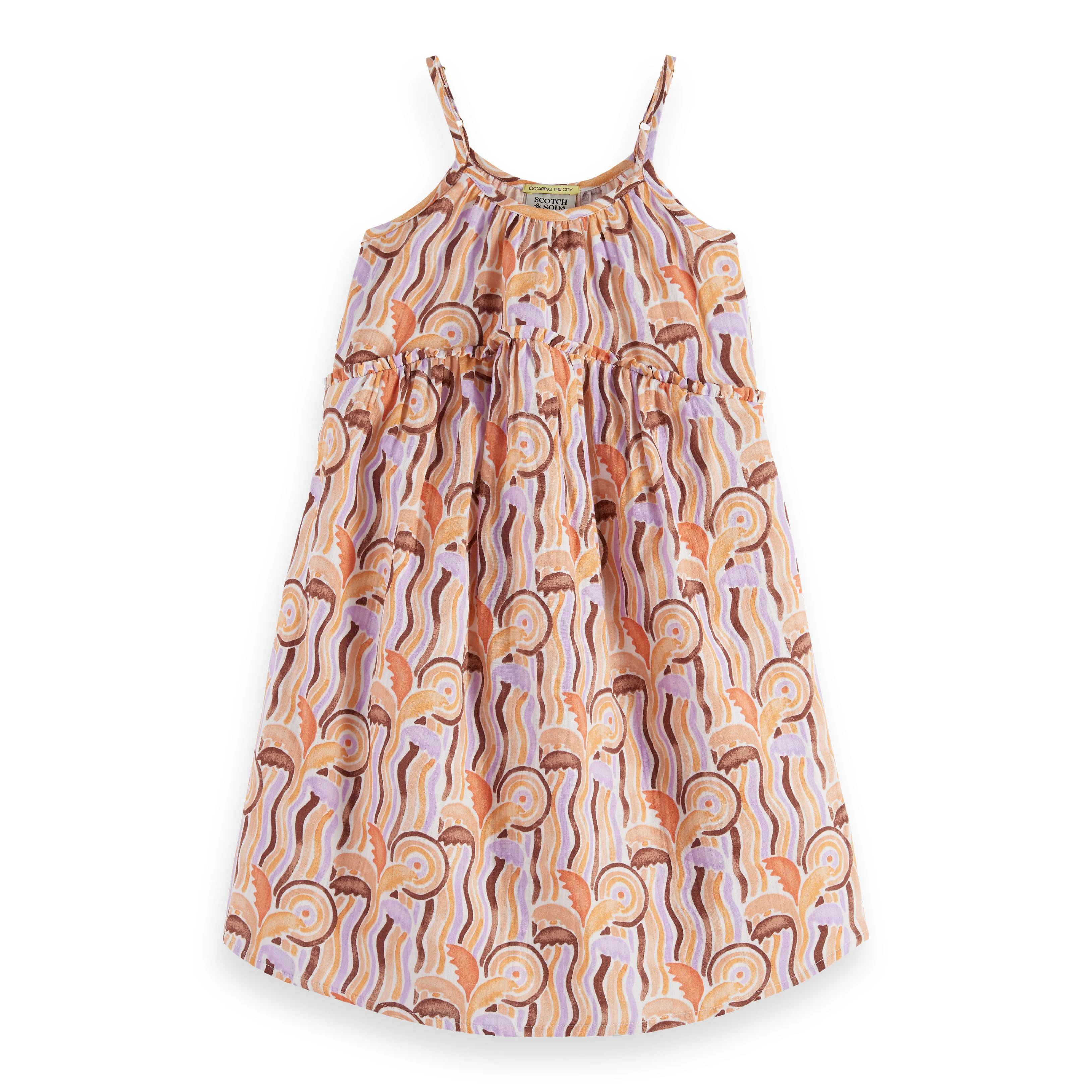 Scotch Shrunk Palm Swirl Crinkle Cotton Strap Dress
