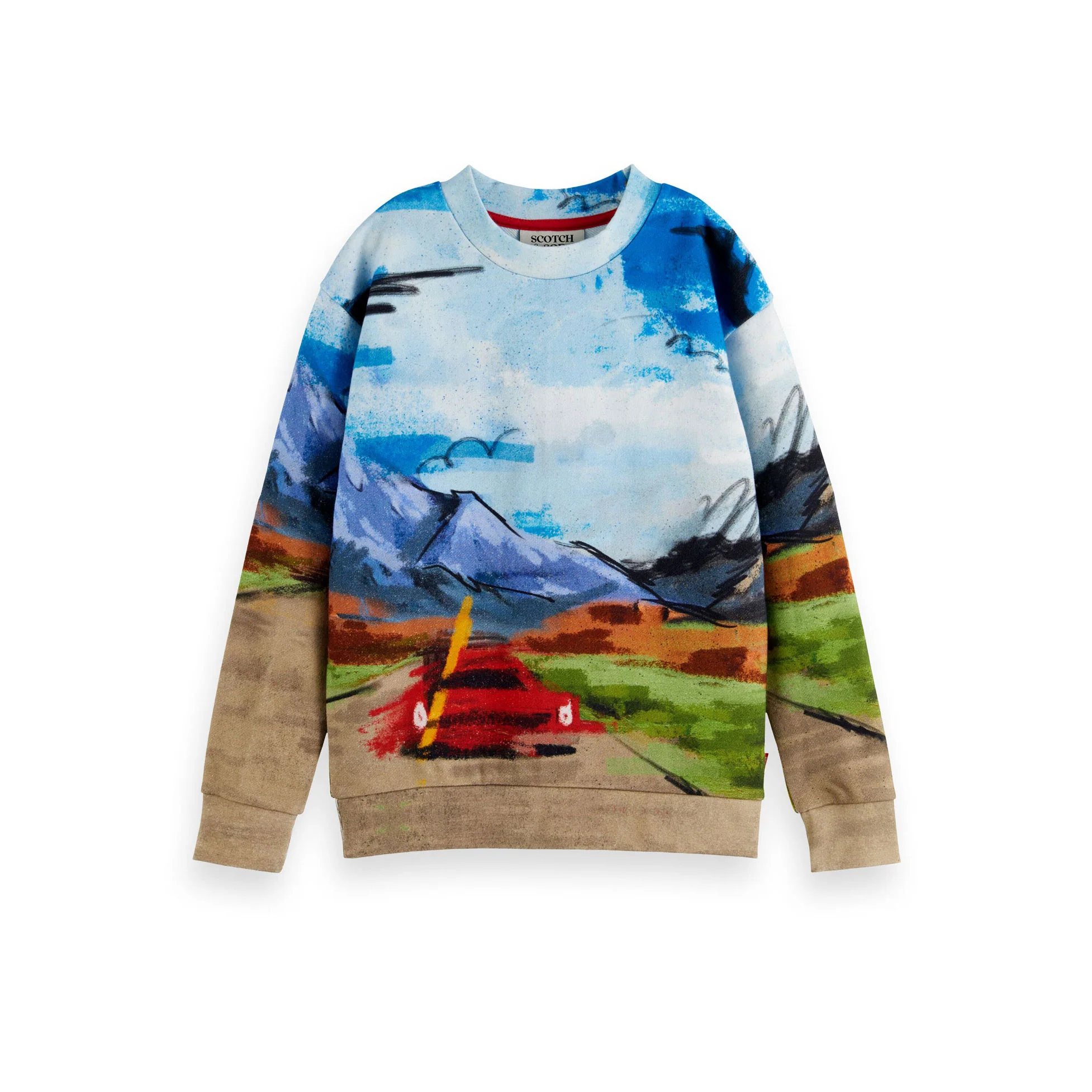 Scotch Shrunk Road Print Placed Artwork Sweatshirt