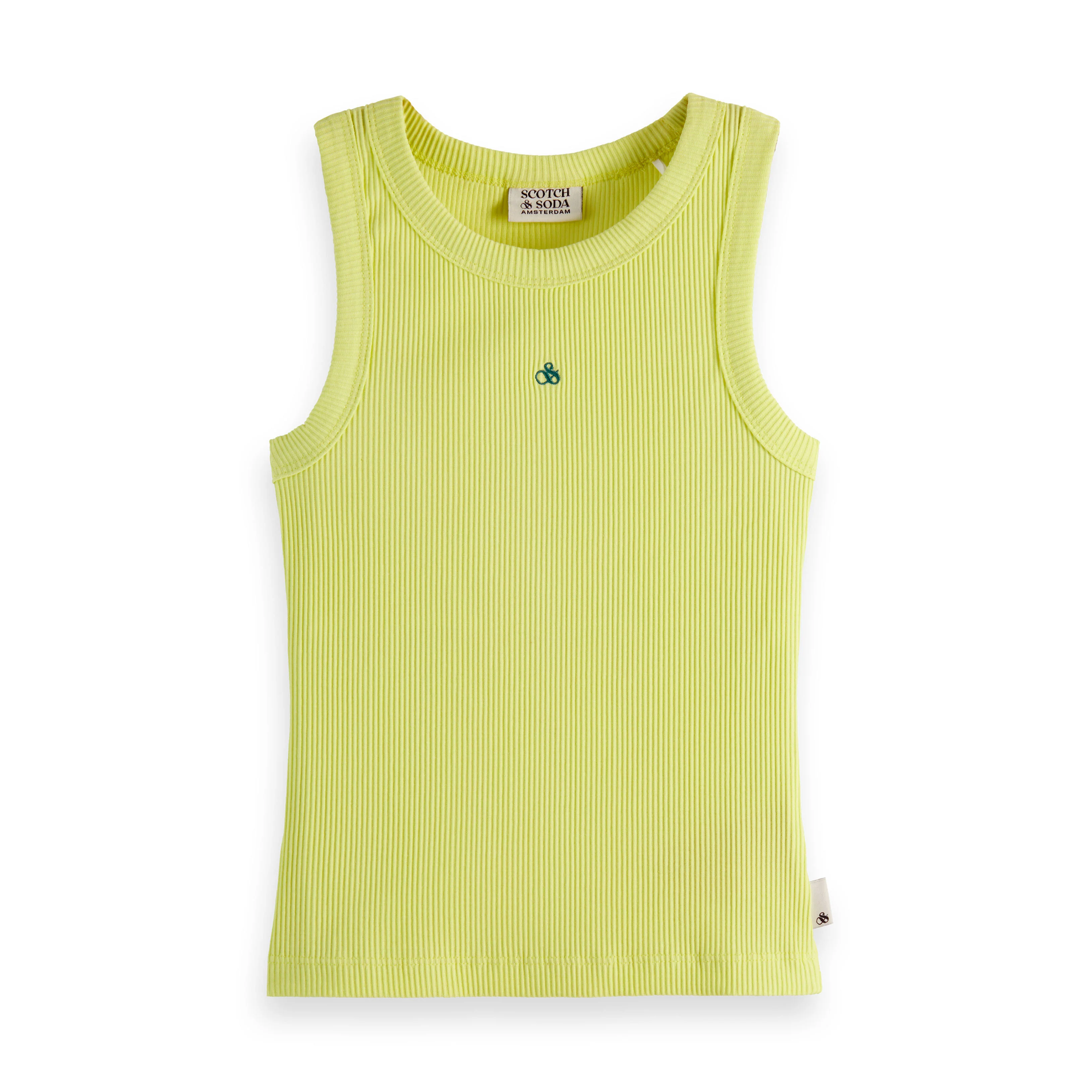 Scotch Shrunk Tennis Ball Yellow Rib Slim Fit Tank