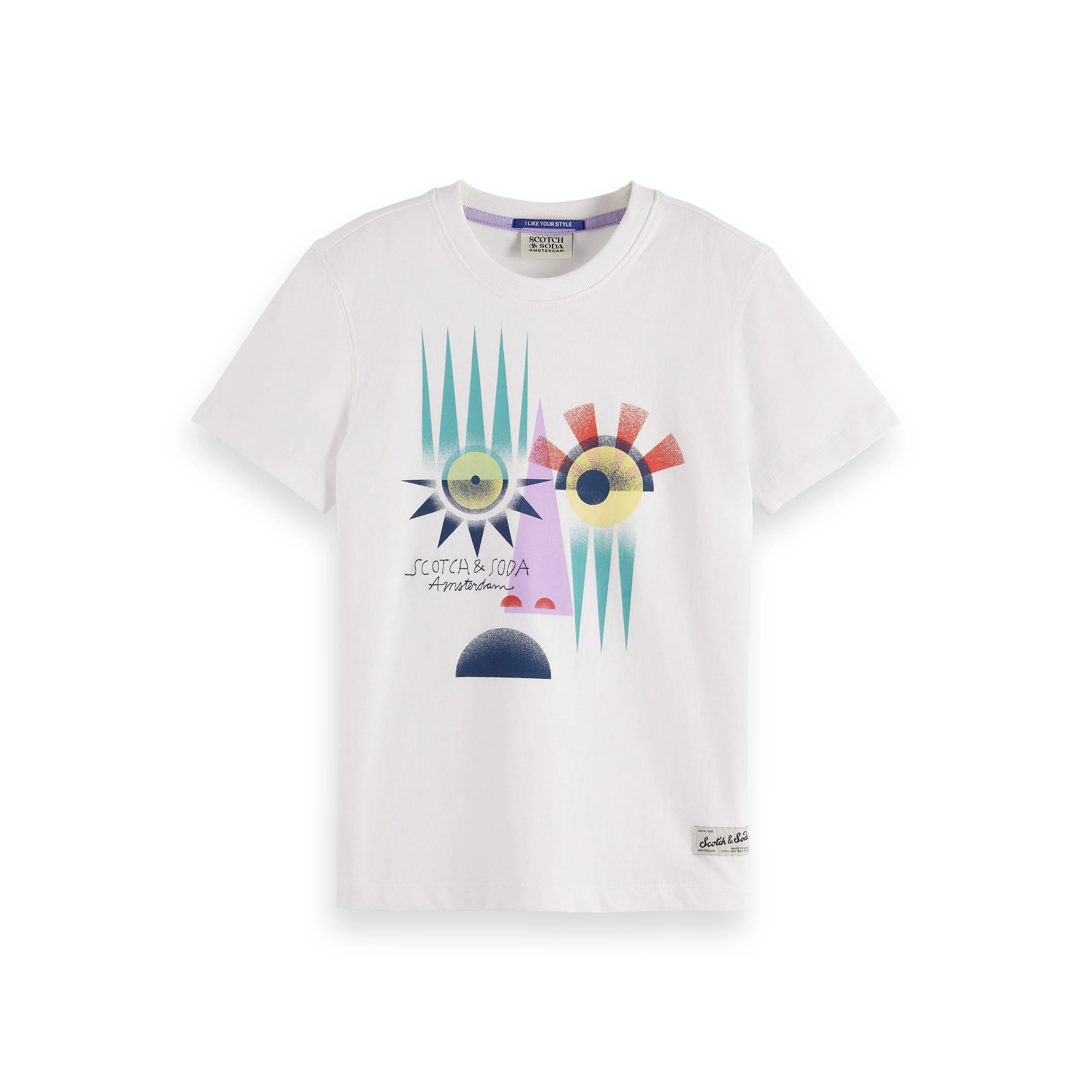 Scotch Shrunk White Organic Cotton Artwork T-Shirt