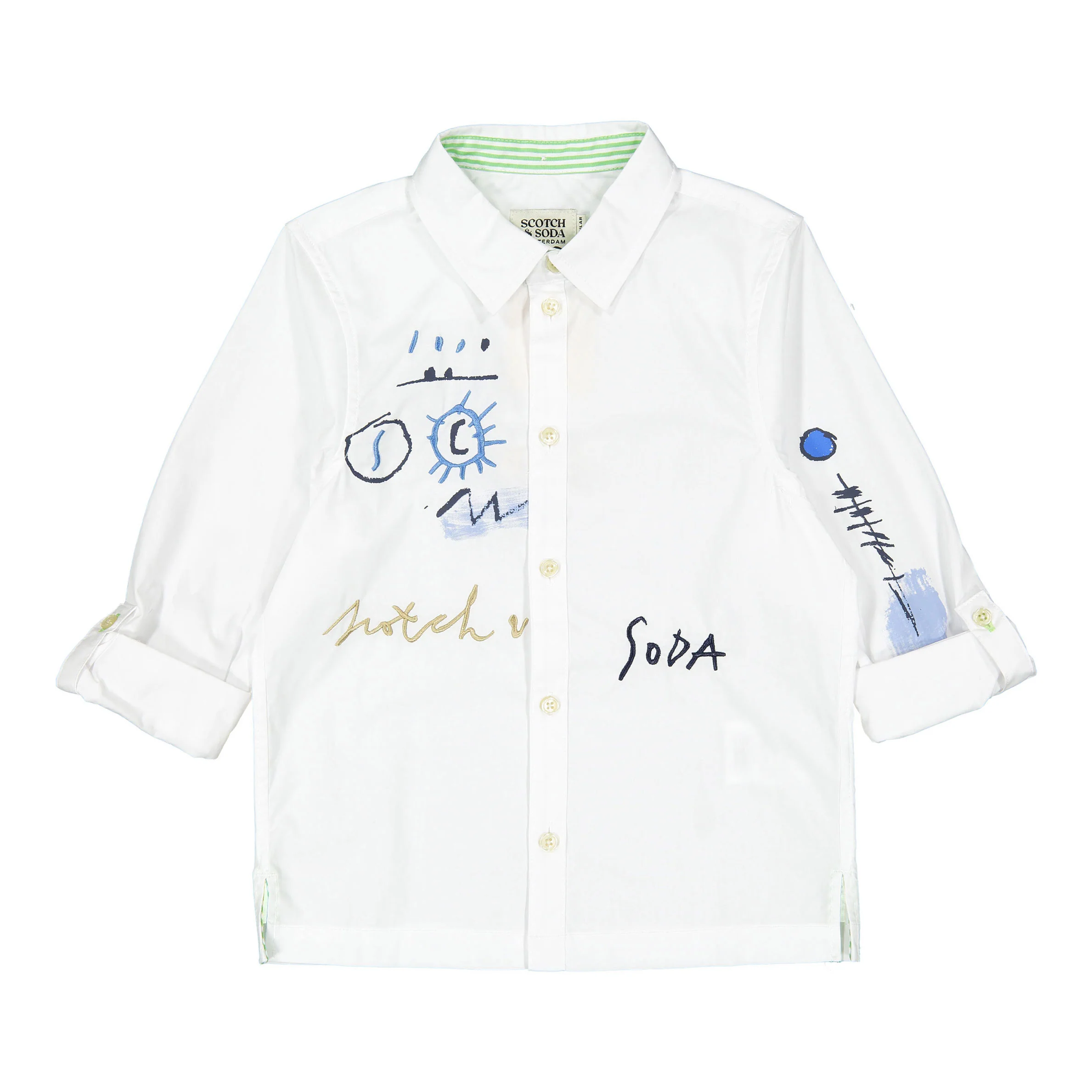 Scotch Shrunk White Placed Artwork Shirt