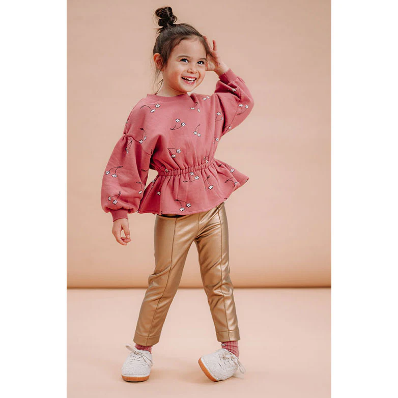 Sproet and Sprout Mauve Cherry Flower Peplum Sweatshirt - Image 2