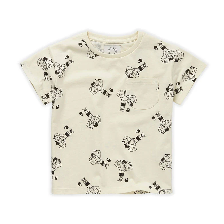 Sproet and Sprout Pear Pocket T- Shirt- Strong Man Print