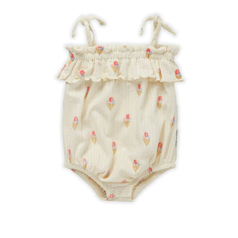 Sproet and Sprout Pear Ruffle Romper- Ice Cream Print