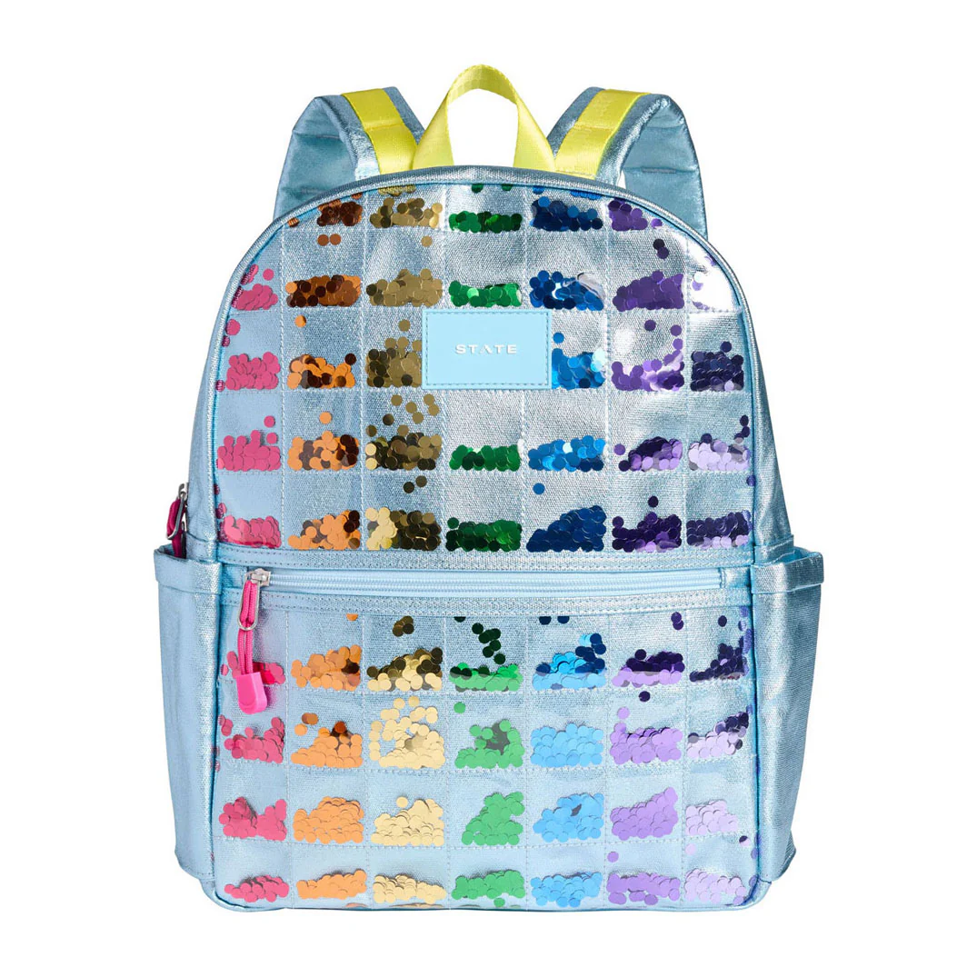 State Bags Blue Quilted Sequin Kane Backpack