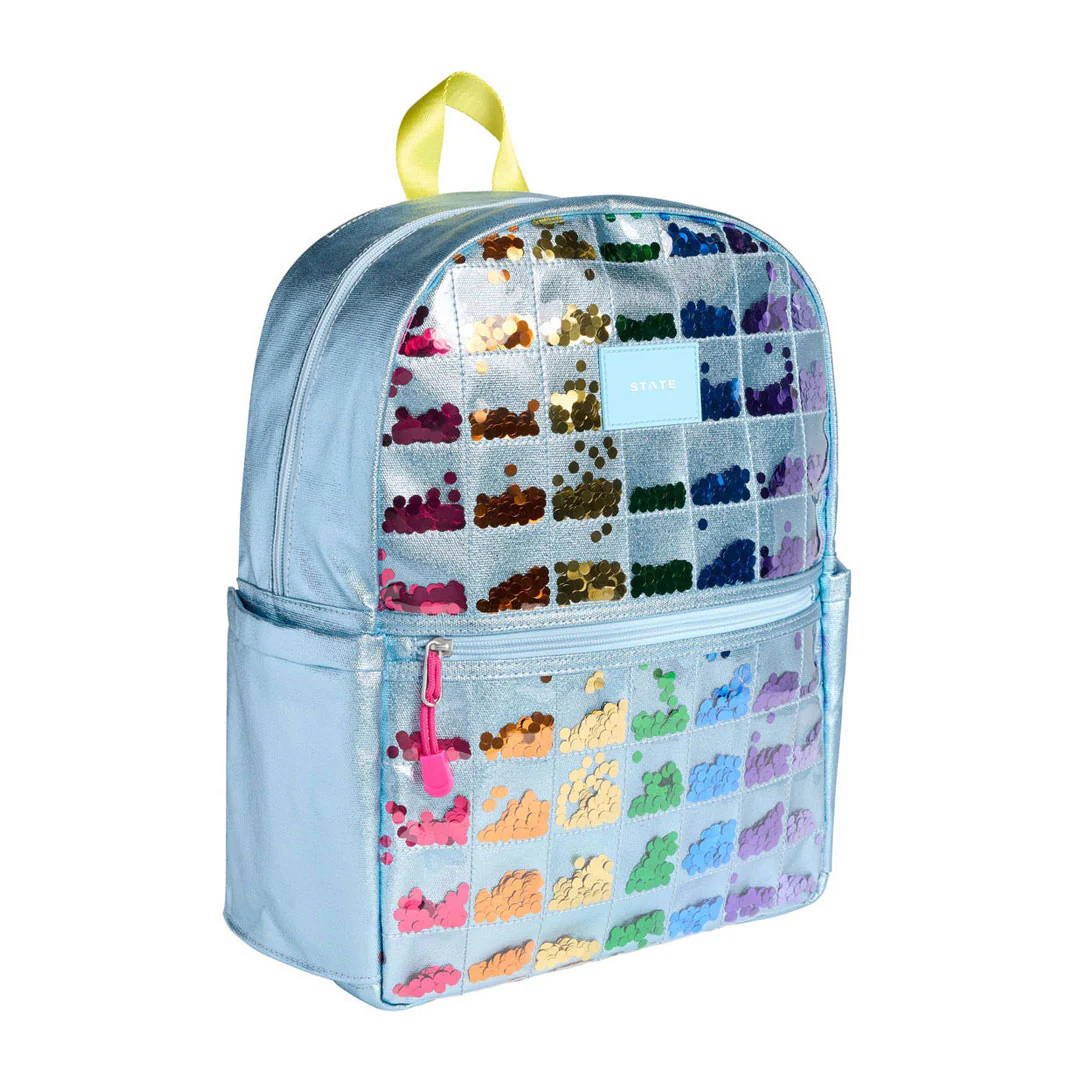 State Bags Blue Quilted Sequin Kane Backpack - Image 3