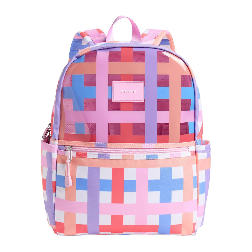 State Bags Pink Multi Plaid Kane Backpack