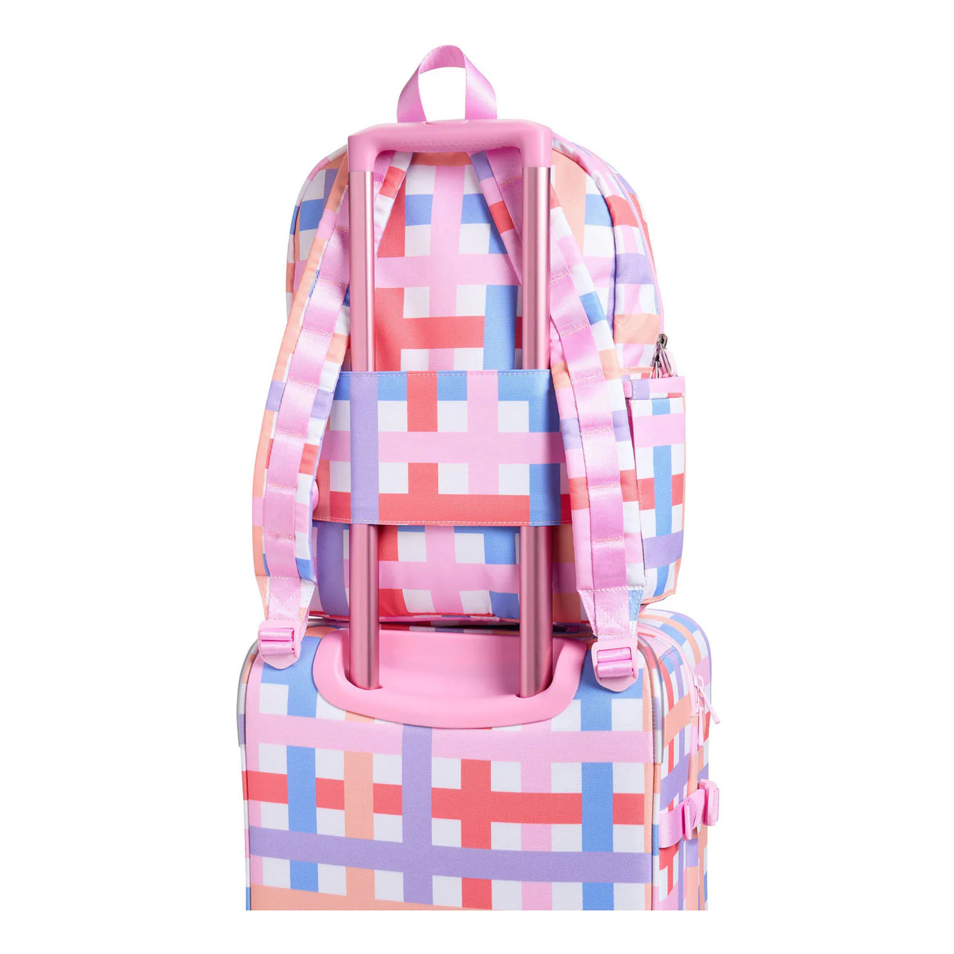 State Bags Pink Multi Plaid Kane Backpack - Image 4