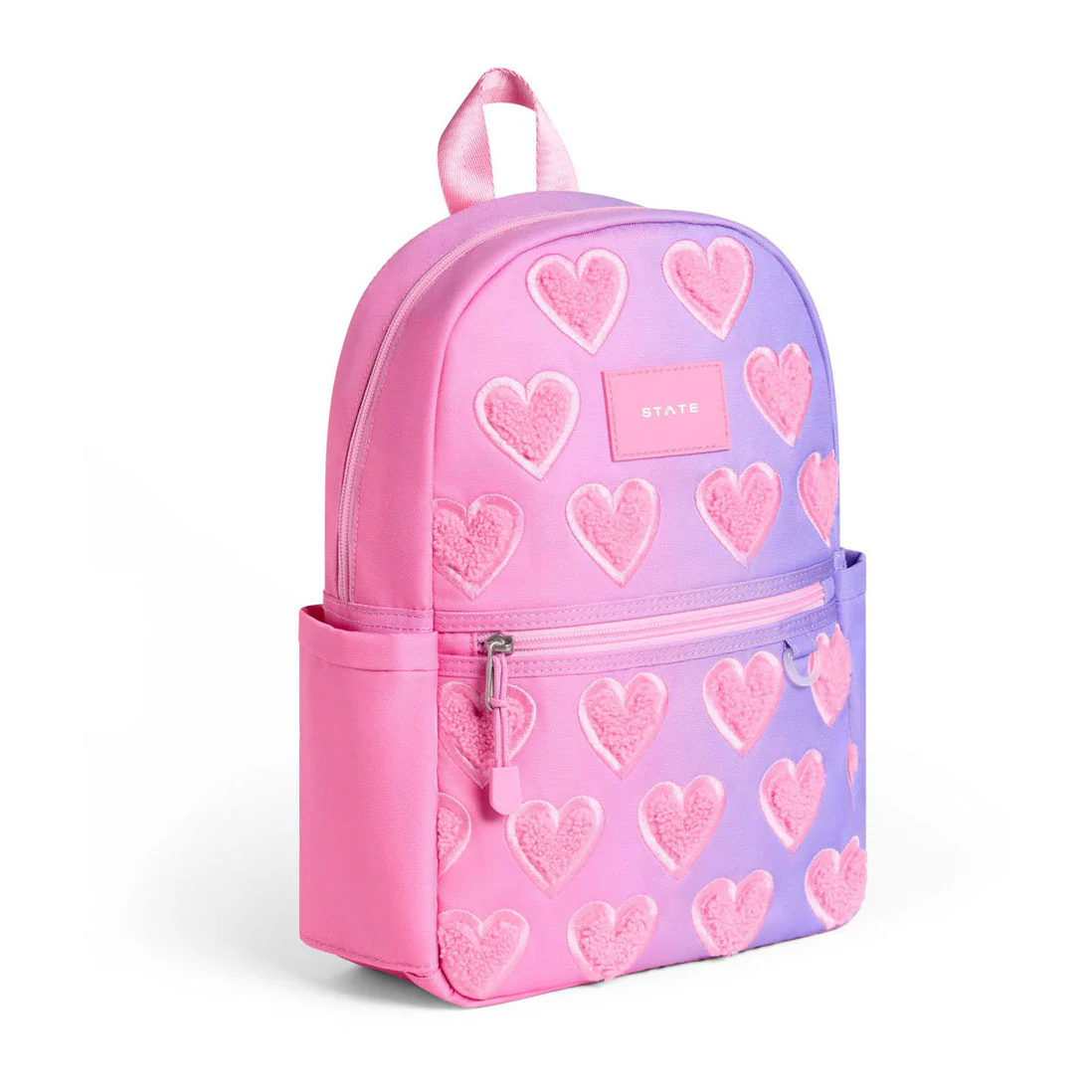State Bags Pink Ombre Fuzzy Hearts Kane Backpack - Image 2