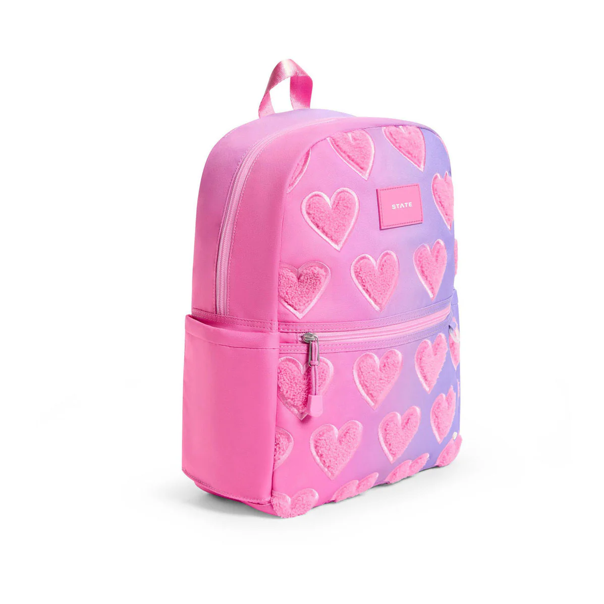 State Bags Pink Ombre Fuzzy Hearts Kane Mini Backpack - Image 2
