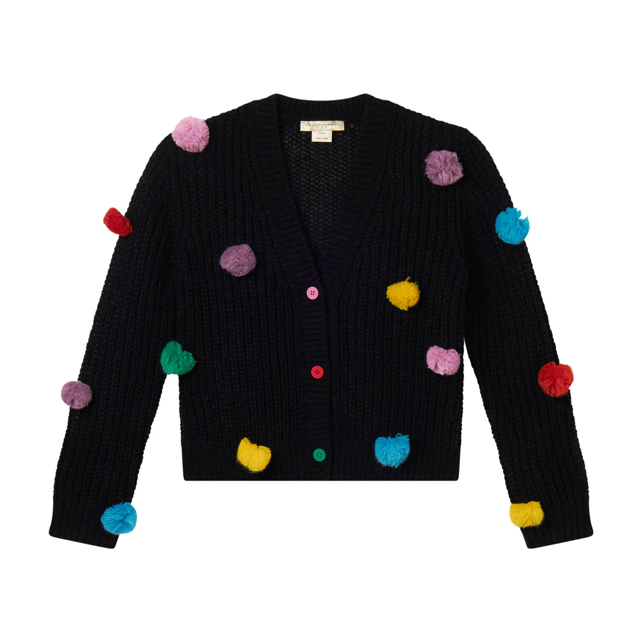 Stella McCartney Black 3D Multicolor Pom Pom Cardigan