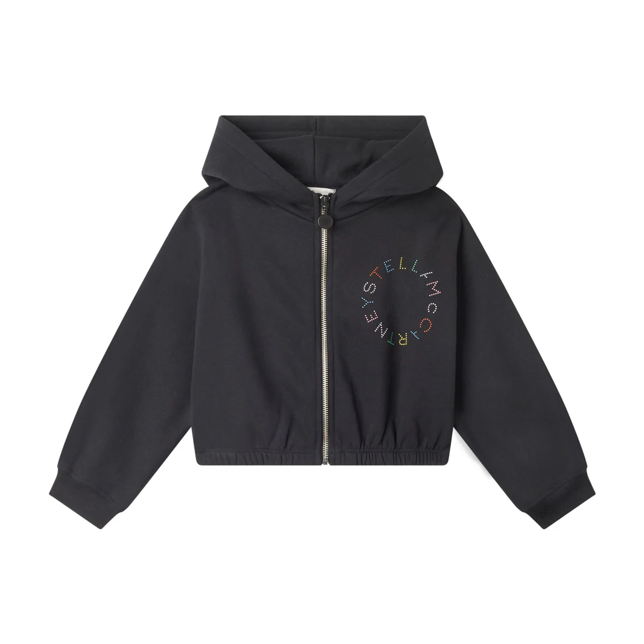 Stella McCartney  Black Logo Cropped Zip-Up