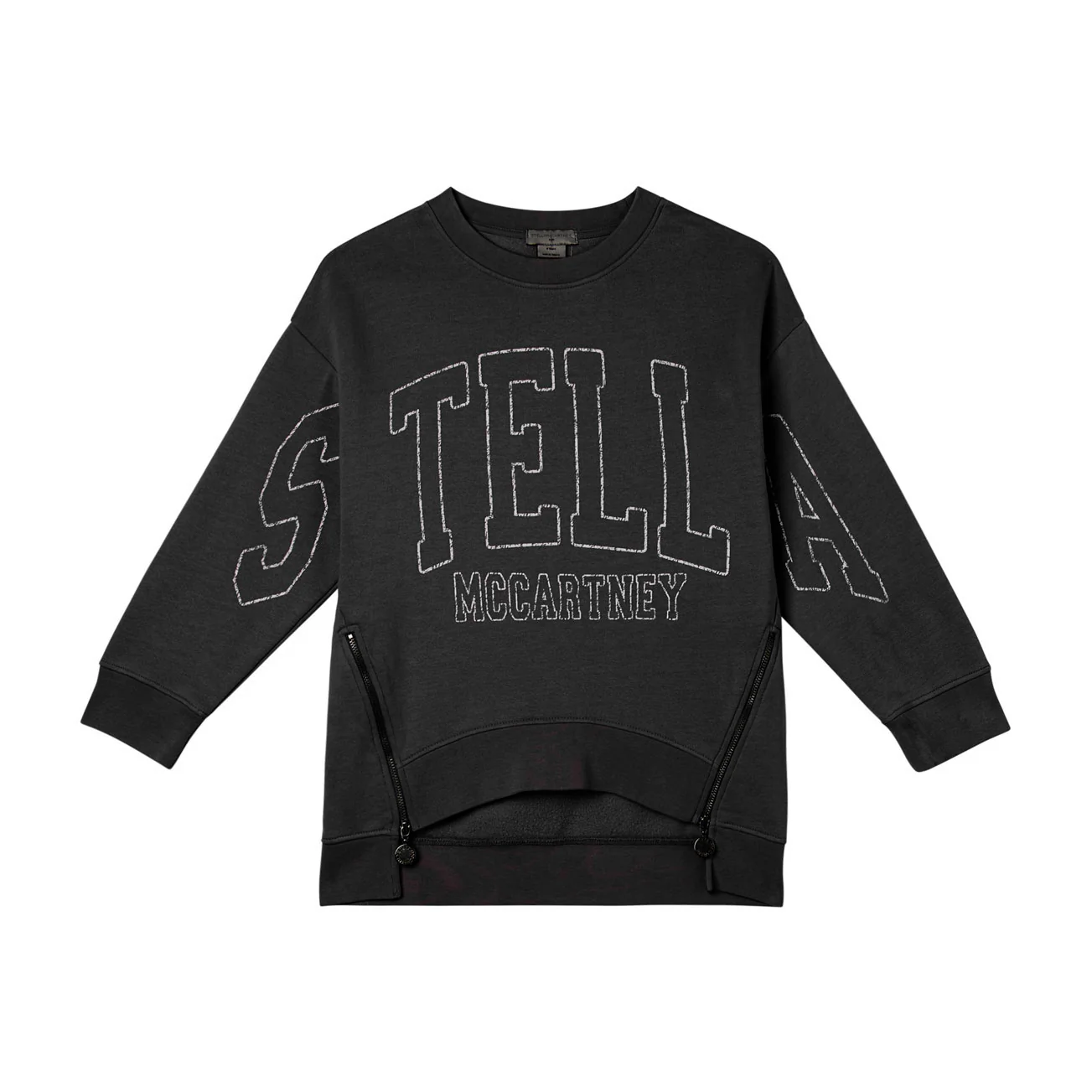 Stella McCartney Black Side Zip Logo Print Sweatshirt