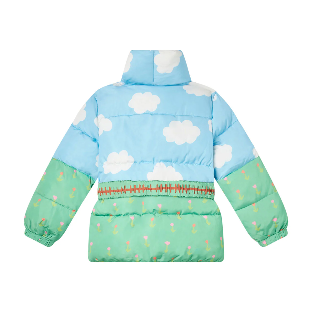 Stella McCartney Blue Multi Sky Grass Print Kimono Puffer - Image 2
